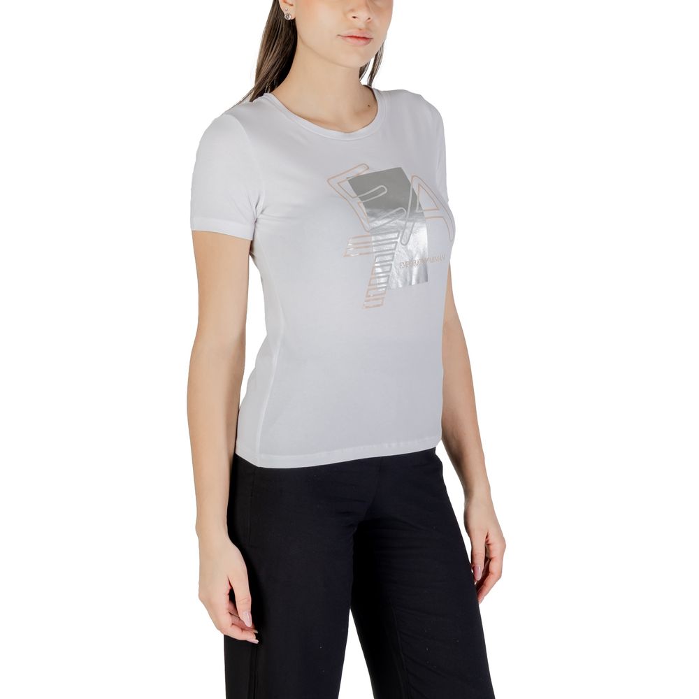 Elevate your wardrobe with the EA7 Emporio Armani White Cotton T-Shirt, a luxurious blend of 95% cotton and 5% elastane, embodying effortless elegance for the discerning individual.