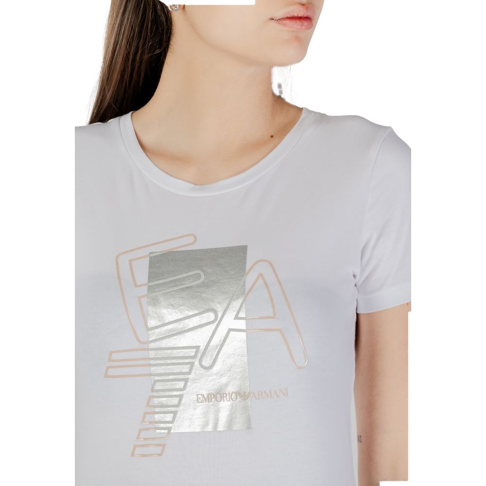 Discover the EA7 Emporio Armani White Cotton T-Shirt, a luxurious blend of 95% cotton and 5% elastane, embodying effortless elegance for the modern connoisseur.