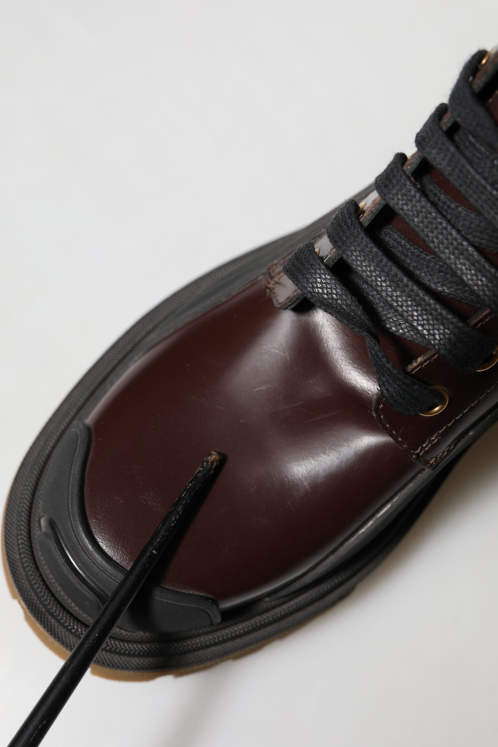 Dolce & Gabbana Maroon Leather Mid Calf Biker Boots Shoes