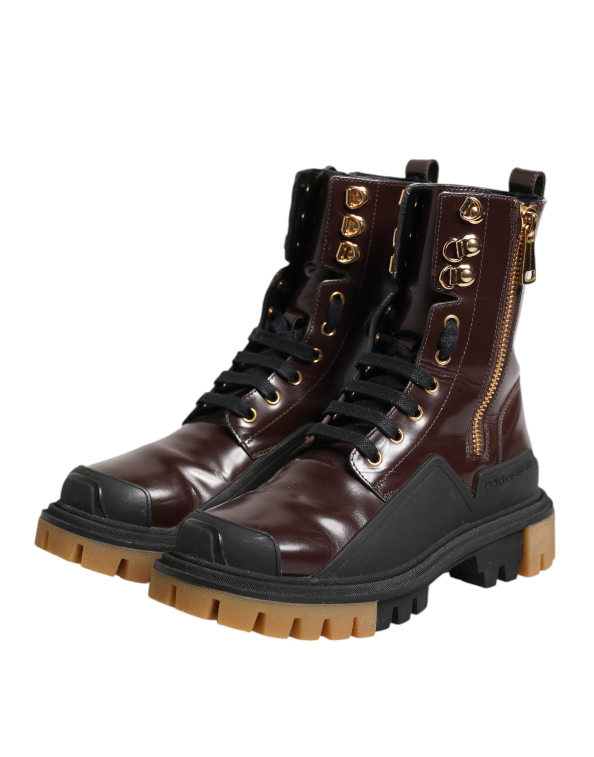 Indulge in the exquisite Dolce & Gabbana Maroon Leather Mid Calf Biker Boots, where Italian craftsmanship meets luxurious materials for an unparalleled style statement.