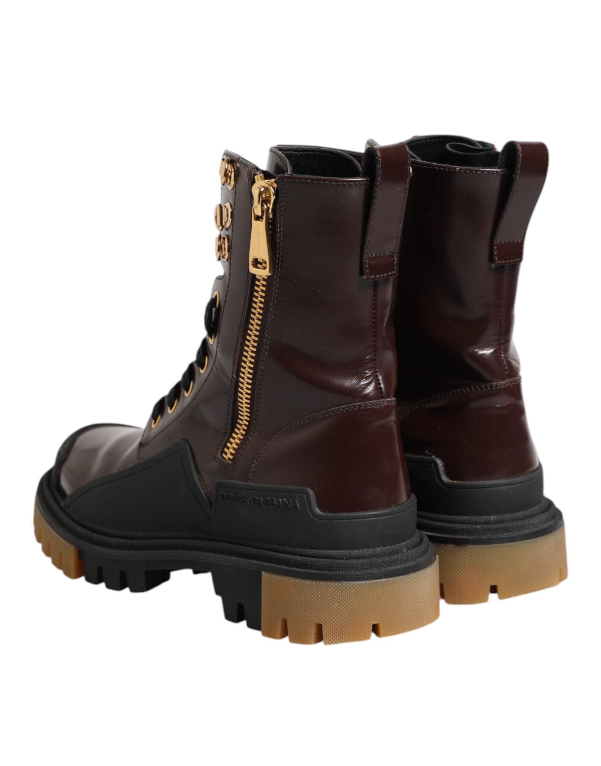 Indulge in the exquisite Dolce & Gabbana Maroon Leather Mid Calf Biker Boots, where Italian craftsmanship meets luxurious comfort, elevating your style with timeless elegance.