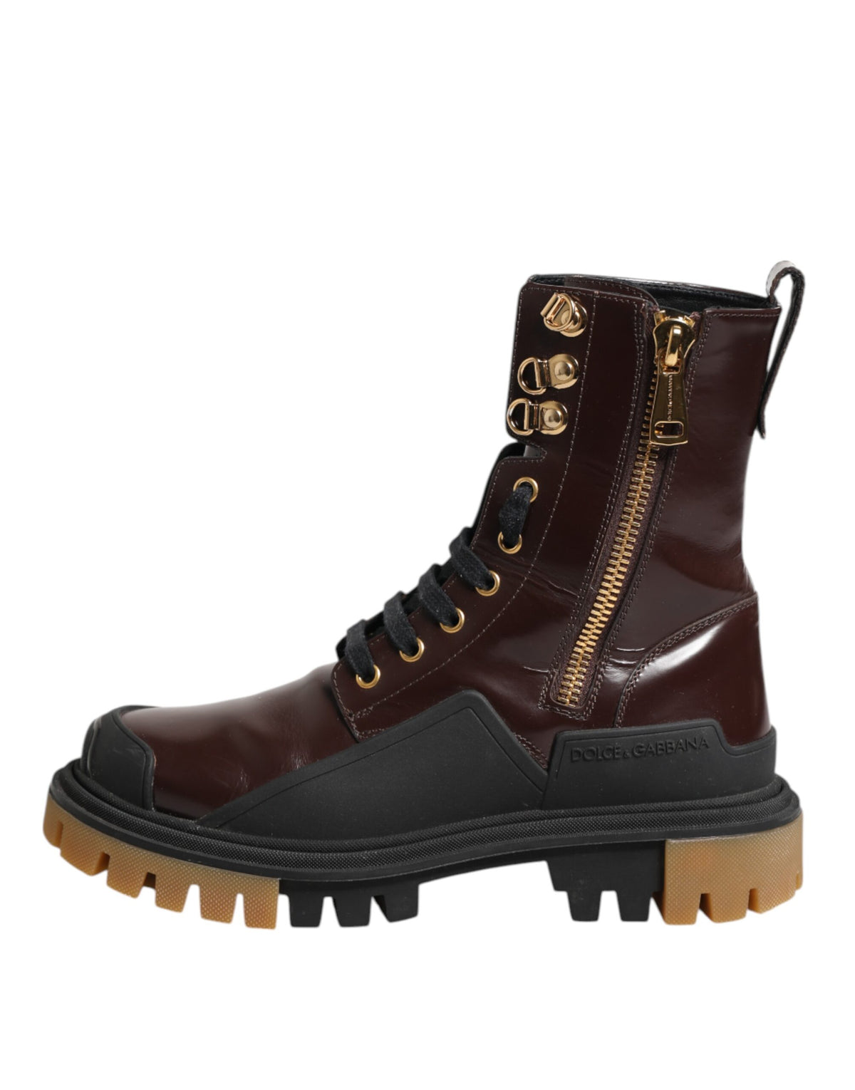 Indulge in the luxurious Dolce & Gabbana Maroon Leather Mid Calf Biker Boots, crafted in Italy with exquisite materials, embodying timeless elegance and sophistication.