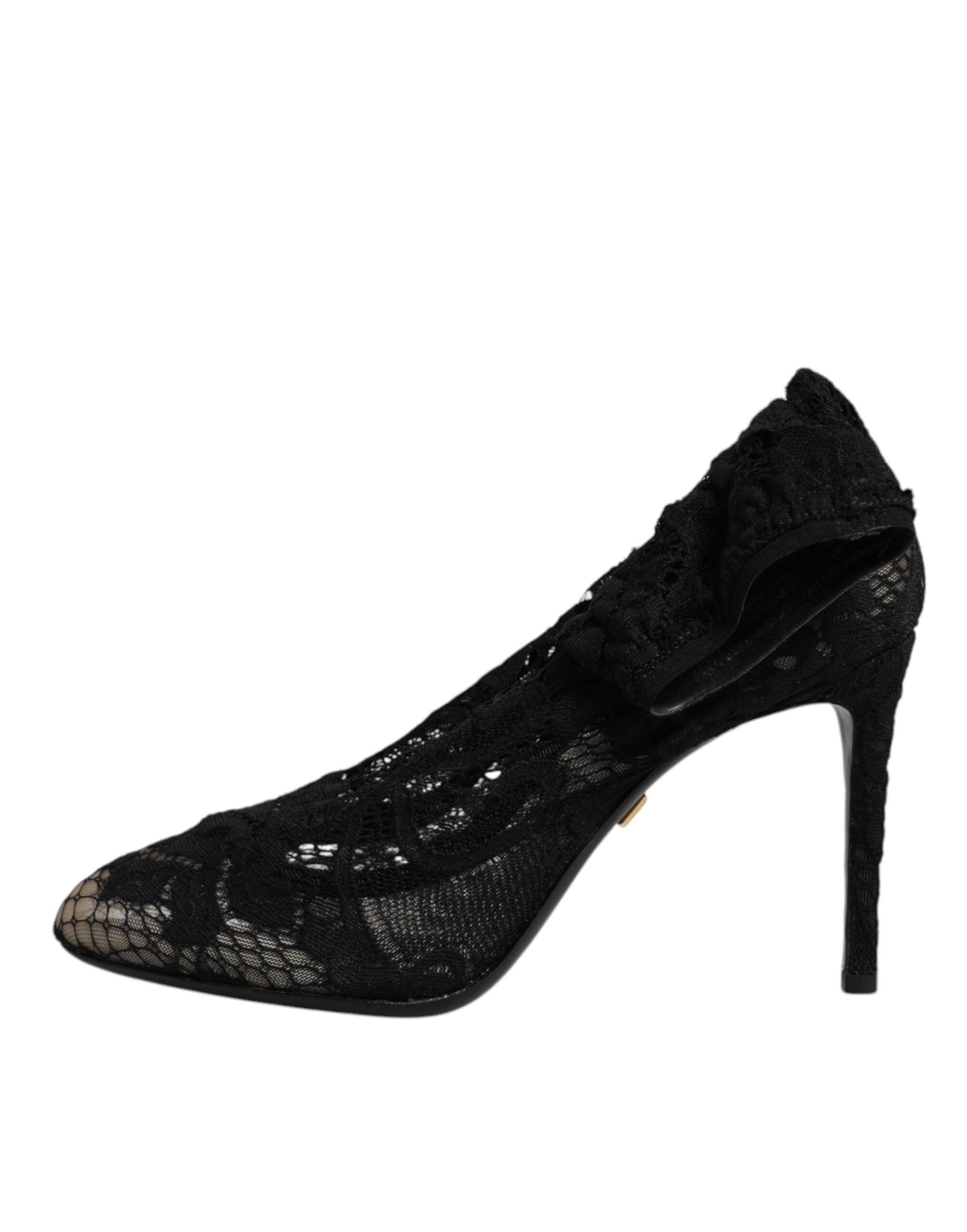 Step into a realm of elegance with Dolce & Gabbana's Black Lace Stretch Heels, where exquisite craftsmanship meets sensual allure, perfect for the discerning fashion lover.