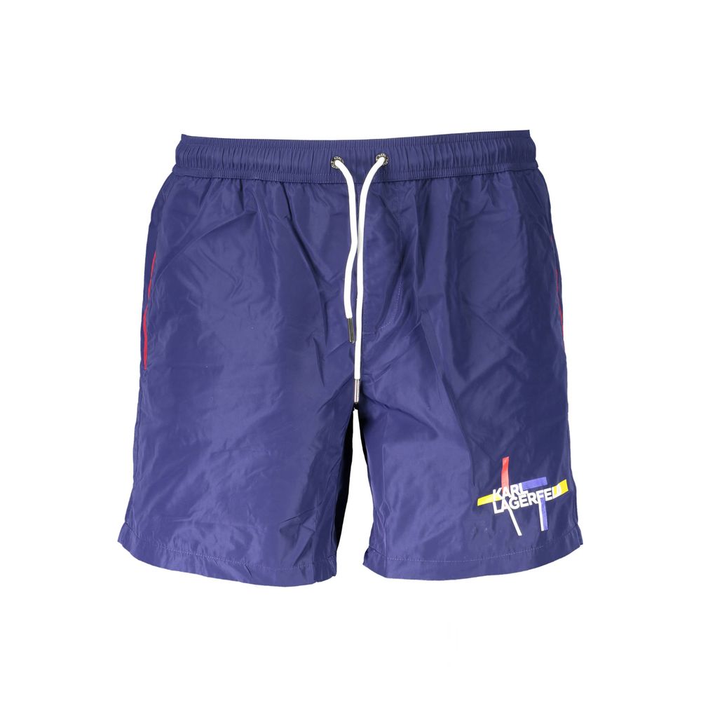Karl Lagerfeld Blu Polyester Men Swim Boxer