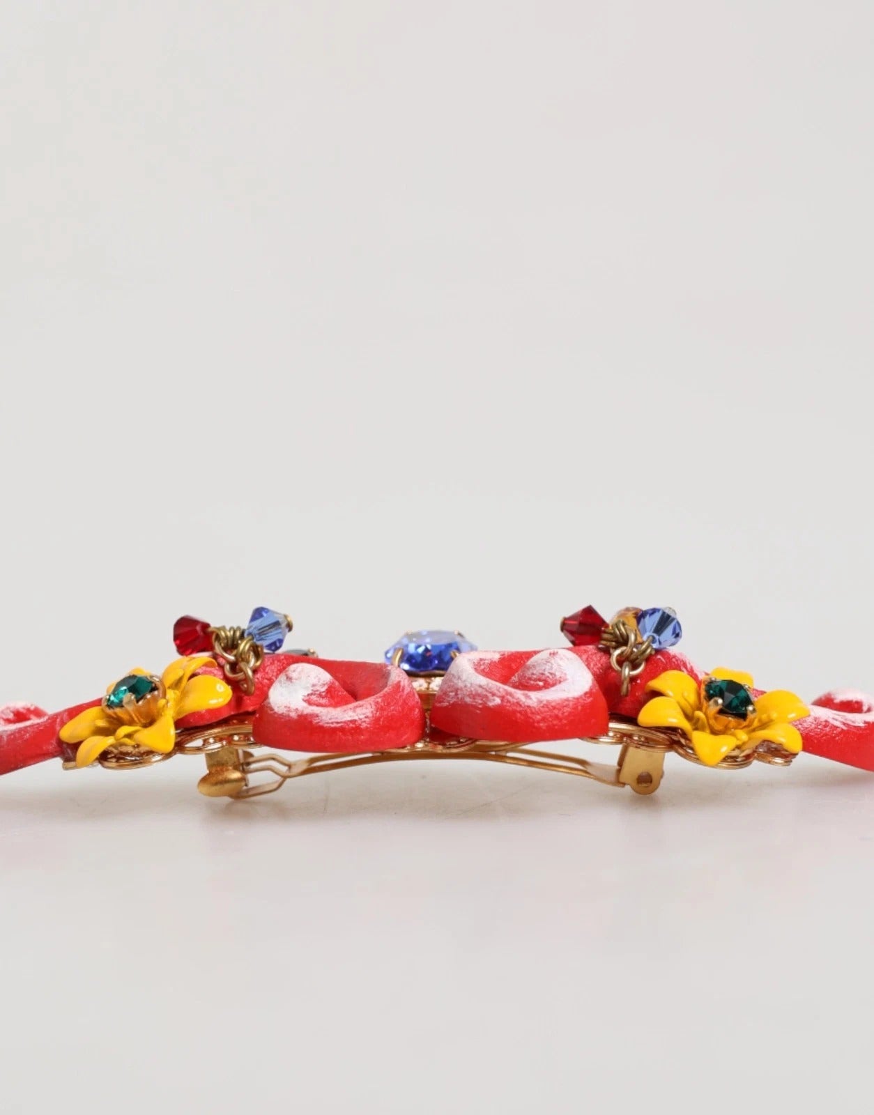 Dolce & Gabbana Multicolor Spring CARRETTO Gold Brass Crystal Hair Clip