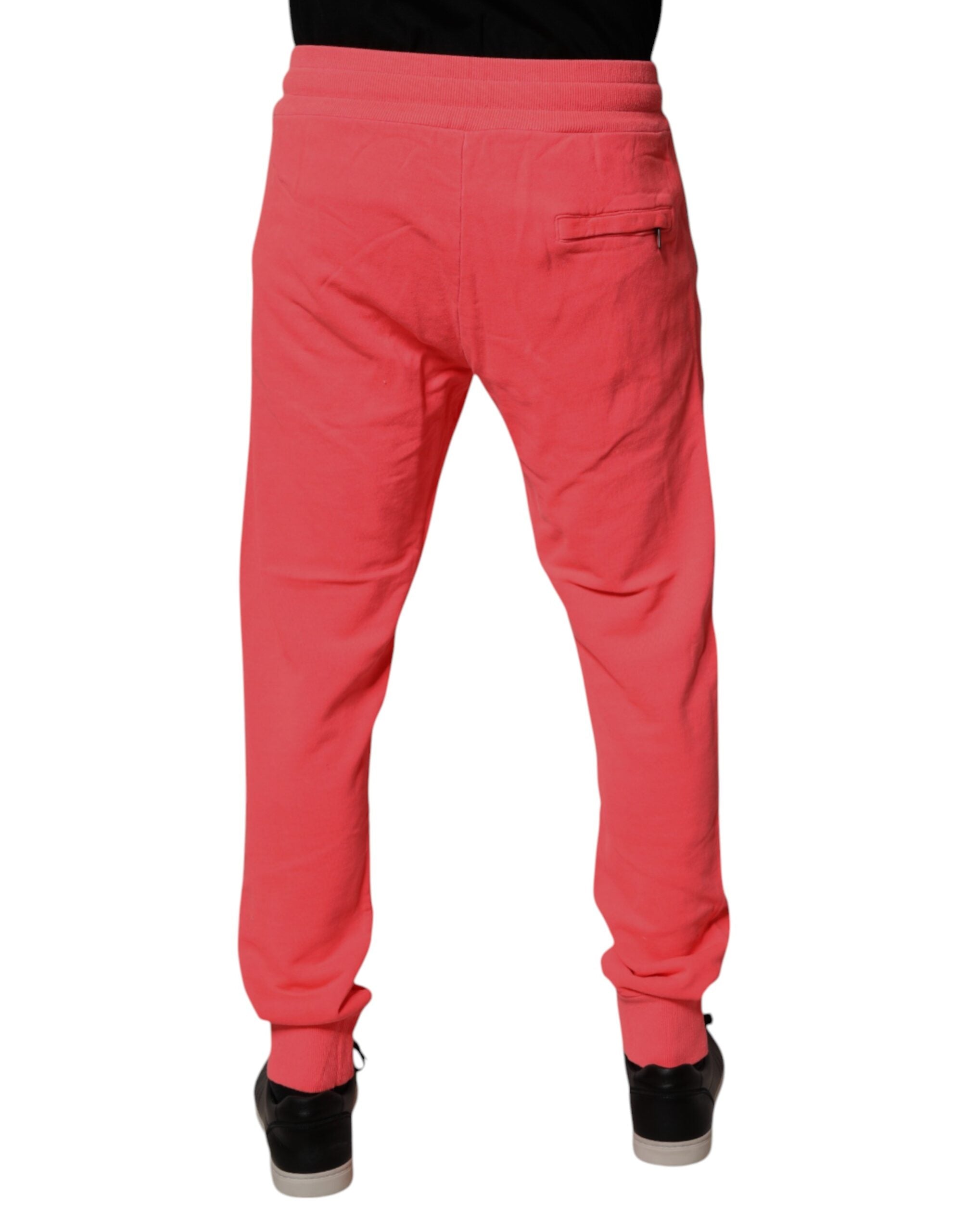 Dolce & Gabbana Neon Red Cotton Jogger Men Sweatpants Pants