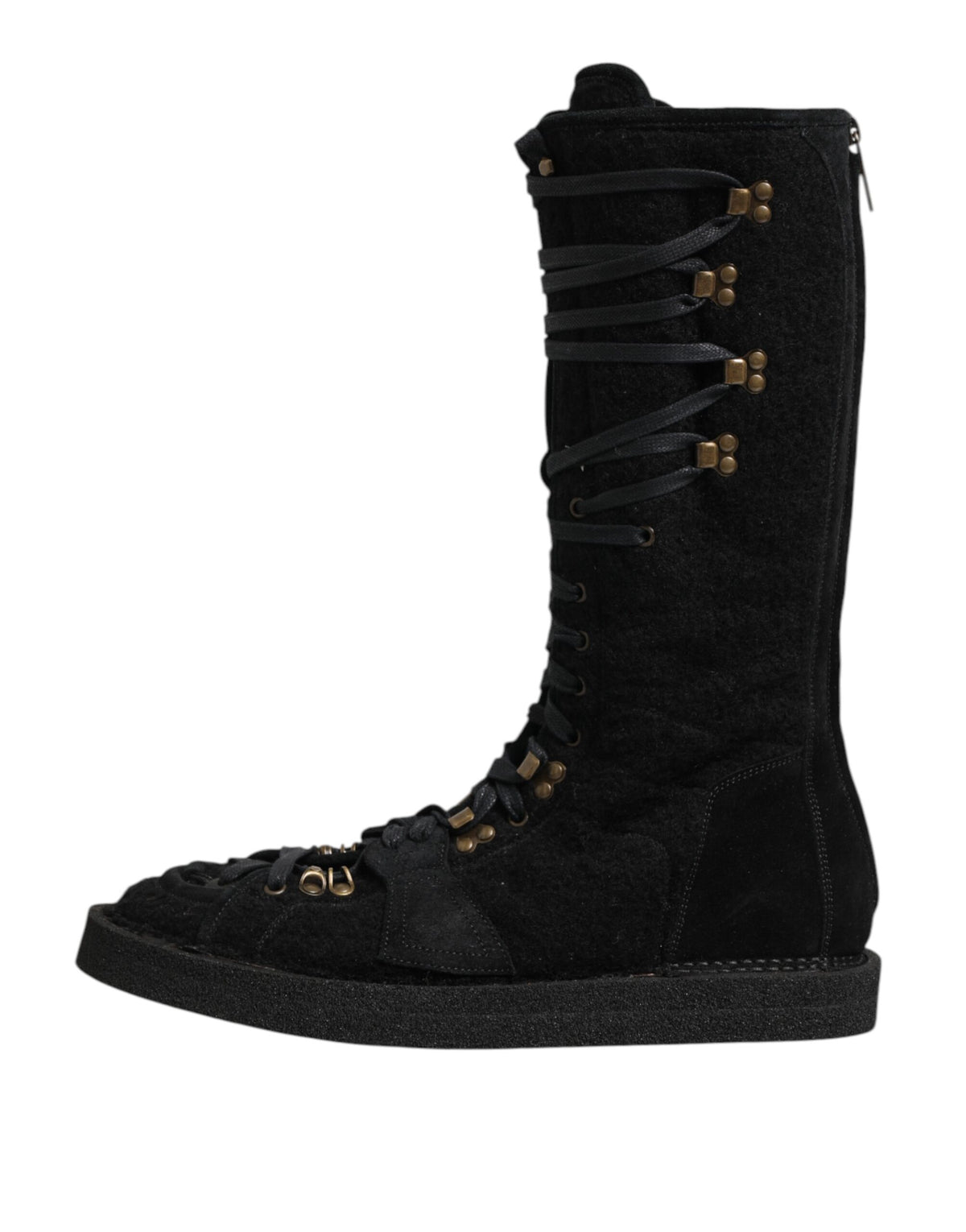 Indulge in the exquisite Dolce & Gabbana Black Alpaca Wool Suede Mid Calf Boots, where luxurious craftsmanship meets timeless elegance for the discerning connoisseur.