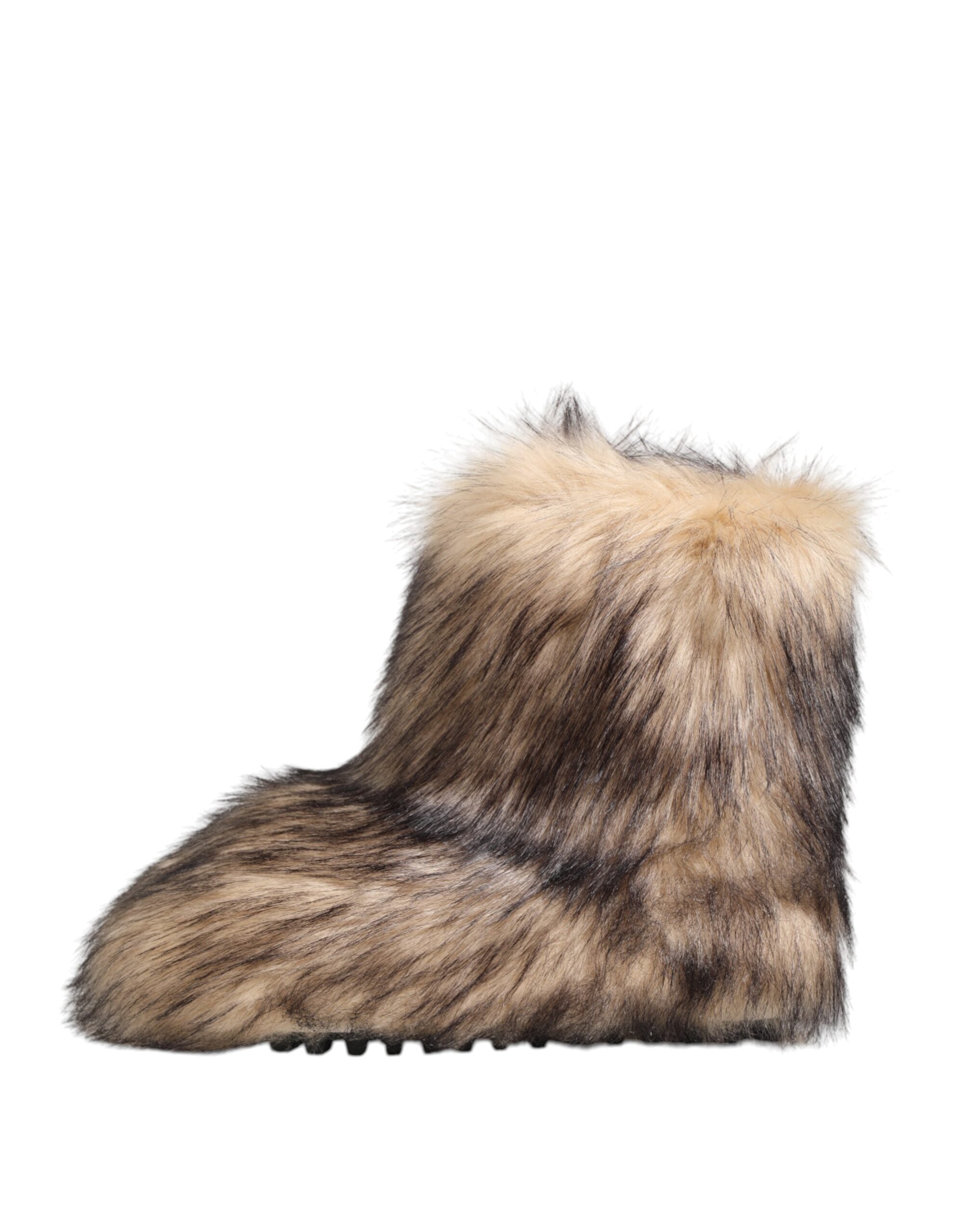 Dolce & Gabbana Brown Faux Skim Ski Fur Men Short Boots Shoes