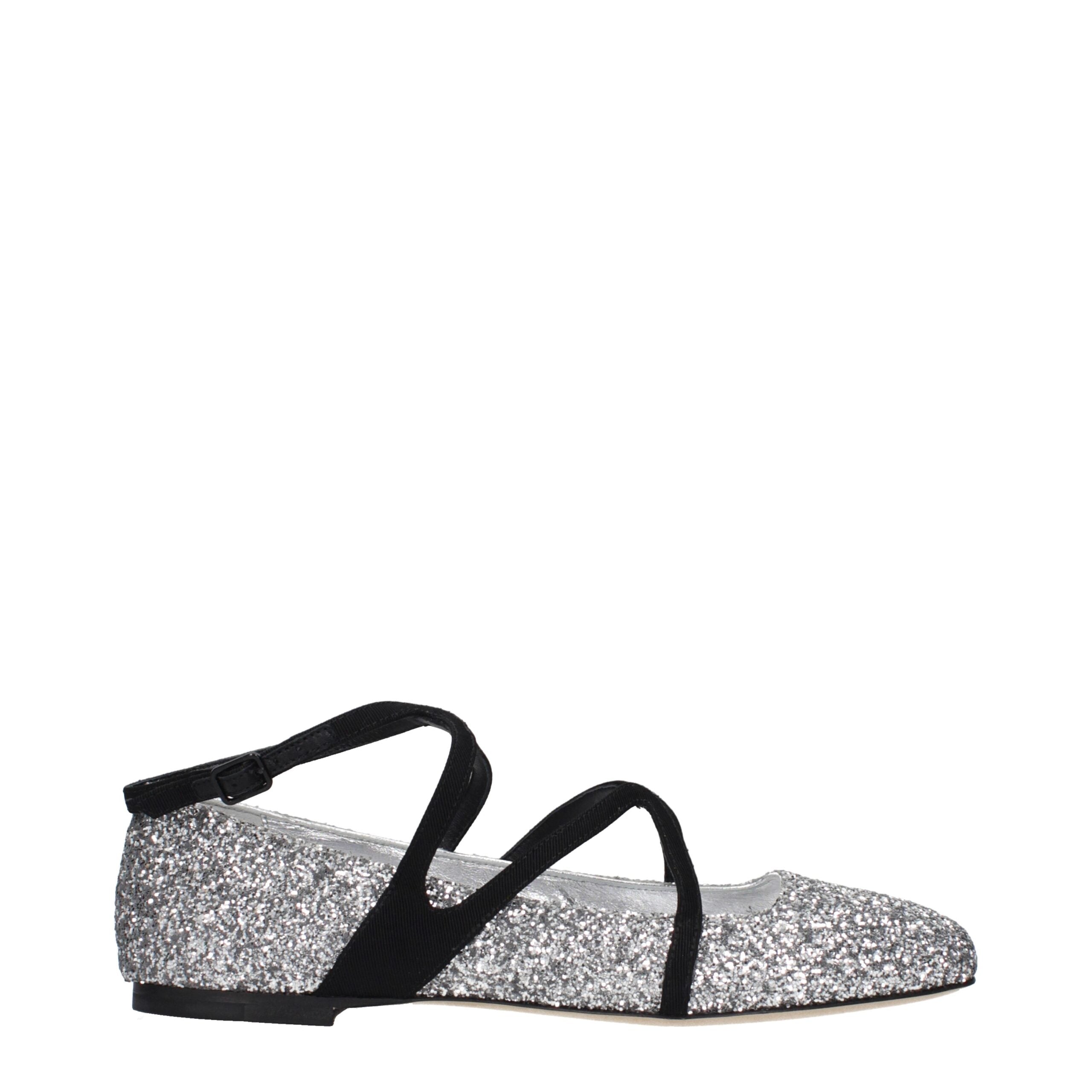 Experience the exquisite allure of Jimmy Choo Gray Plastic Ballet Flats, where luxurious craftsmanship meets a stunning glitter finish, perfect for the discerning individual.
