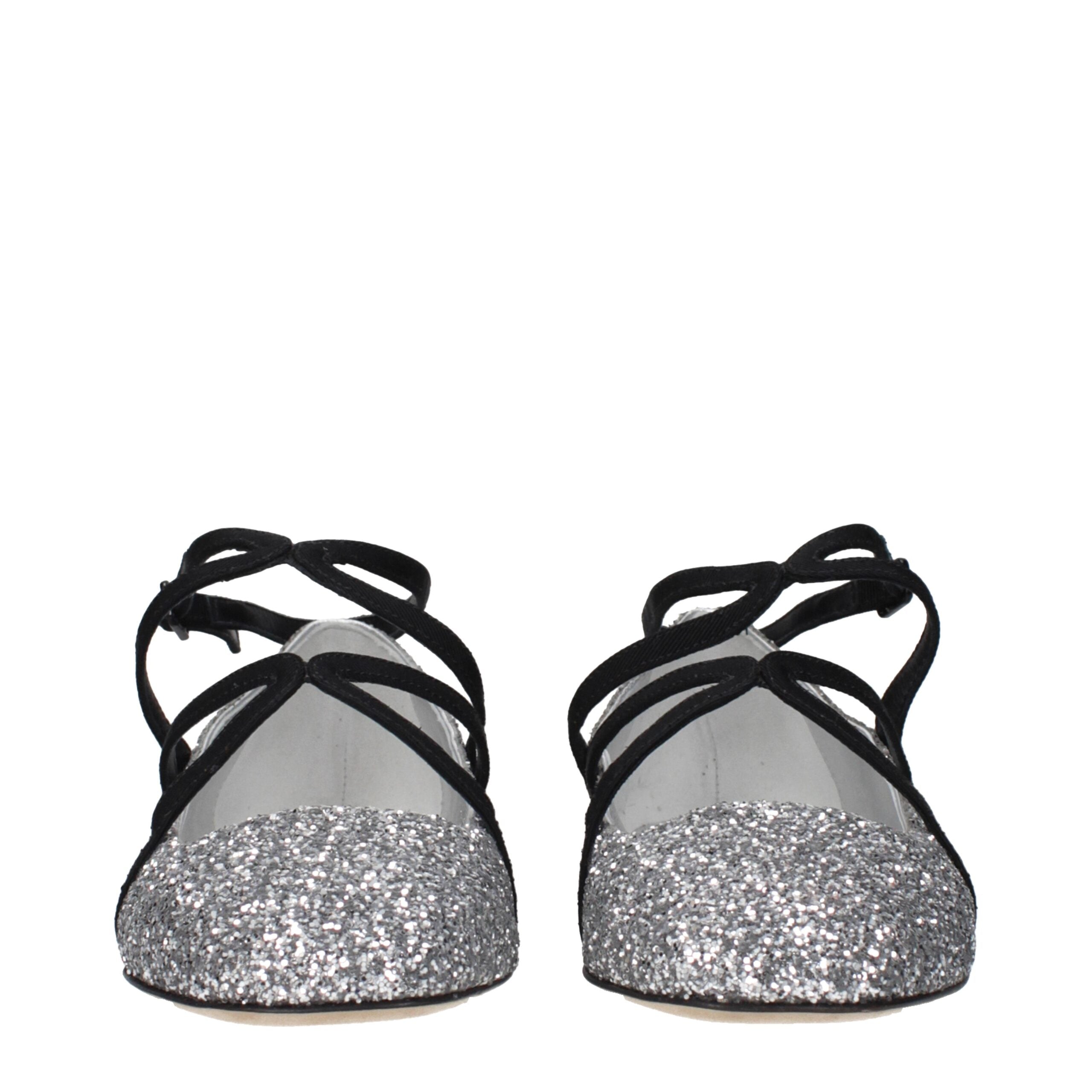 Elevate your elegance with Jimmy Choo Gray Plastic Ballet Flats, where exquisite craftsmanship meets a stunning glitter finish, perfect for the discerning individual.