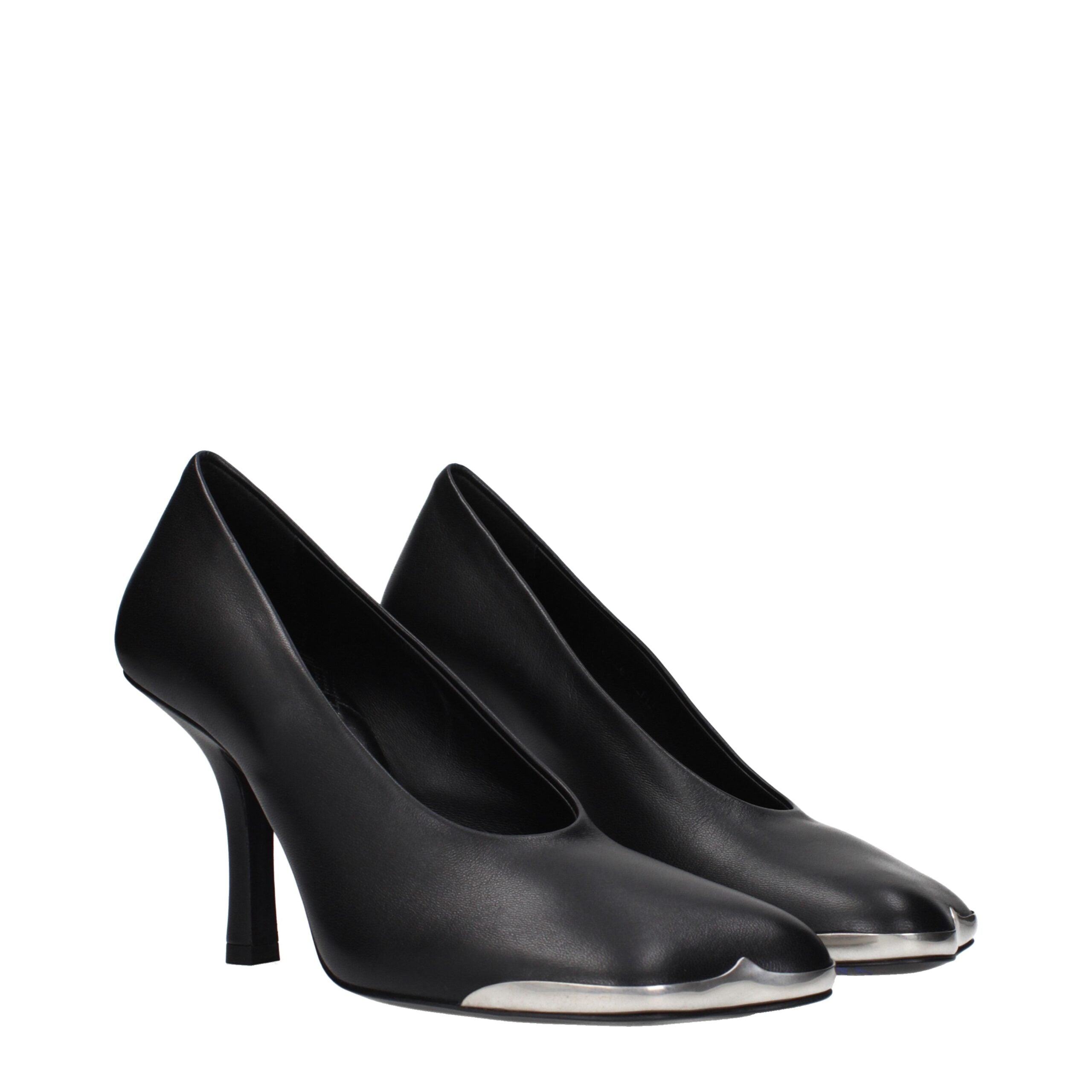 Burberry Black Leather High Heel Pumps - Designer Luxury Couture