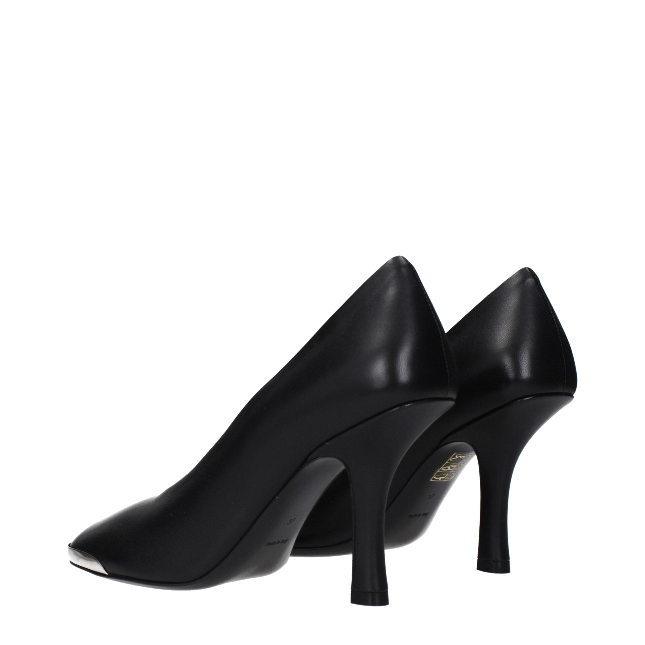 Burberry Black Leather High Heel Pumps - Designer Luxury Couture