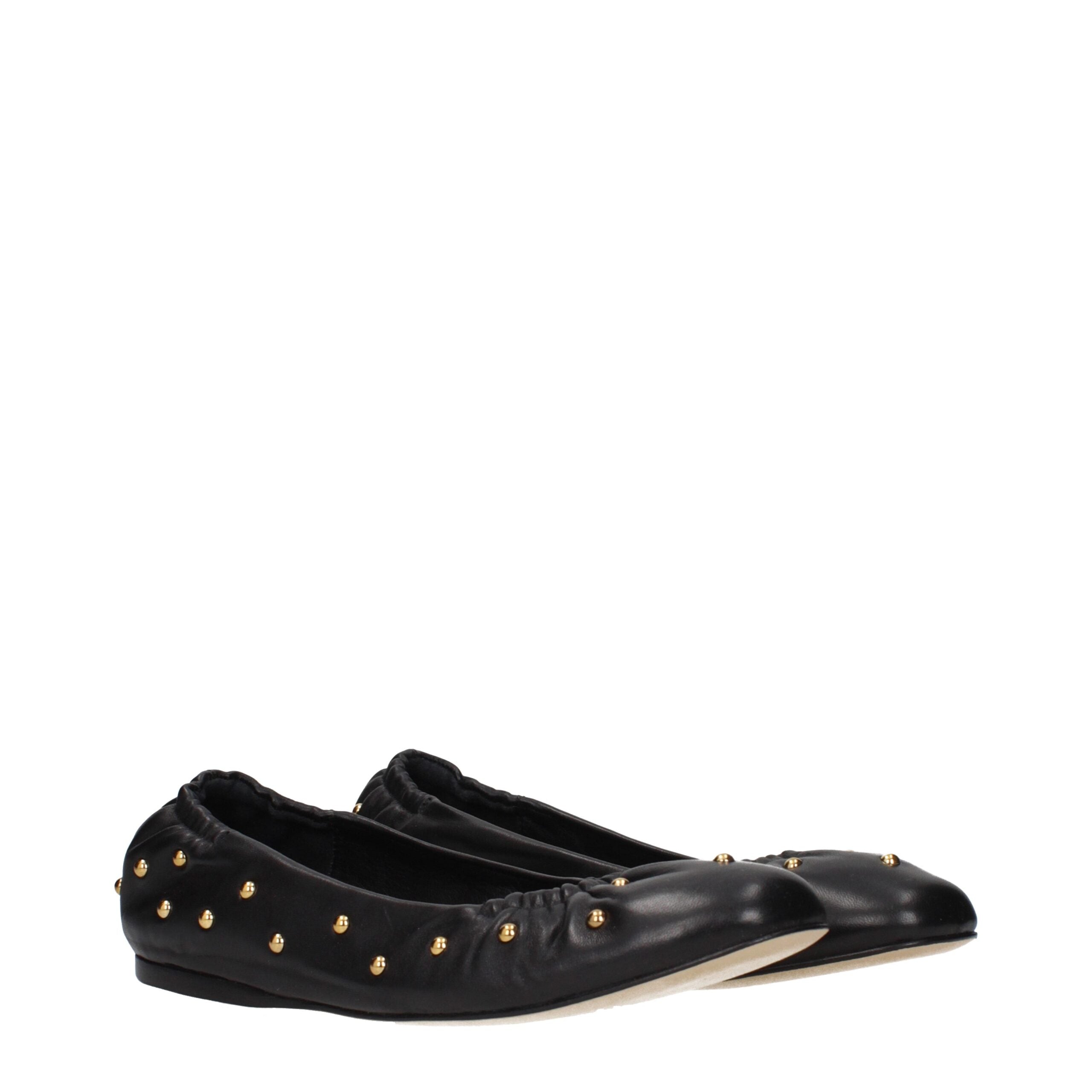 Chloé Black Leather Ballet Flats - Artisanal Luxury Elegance