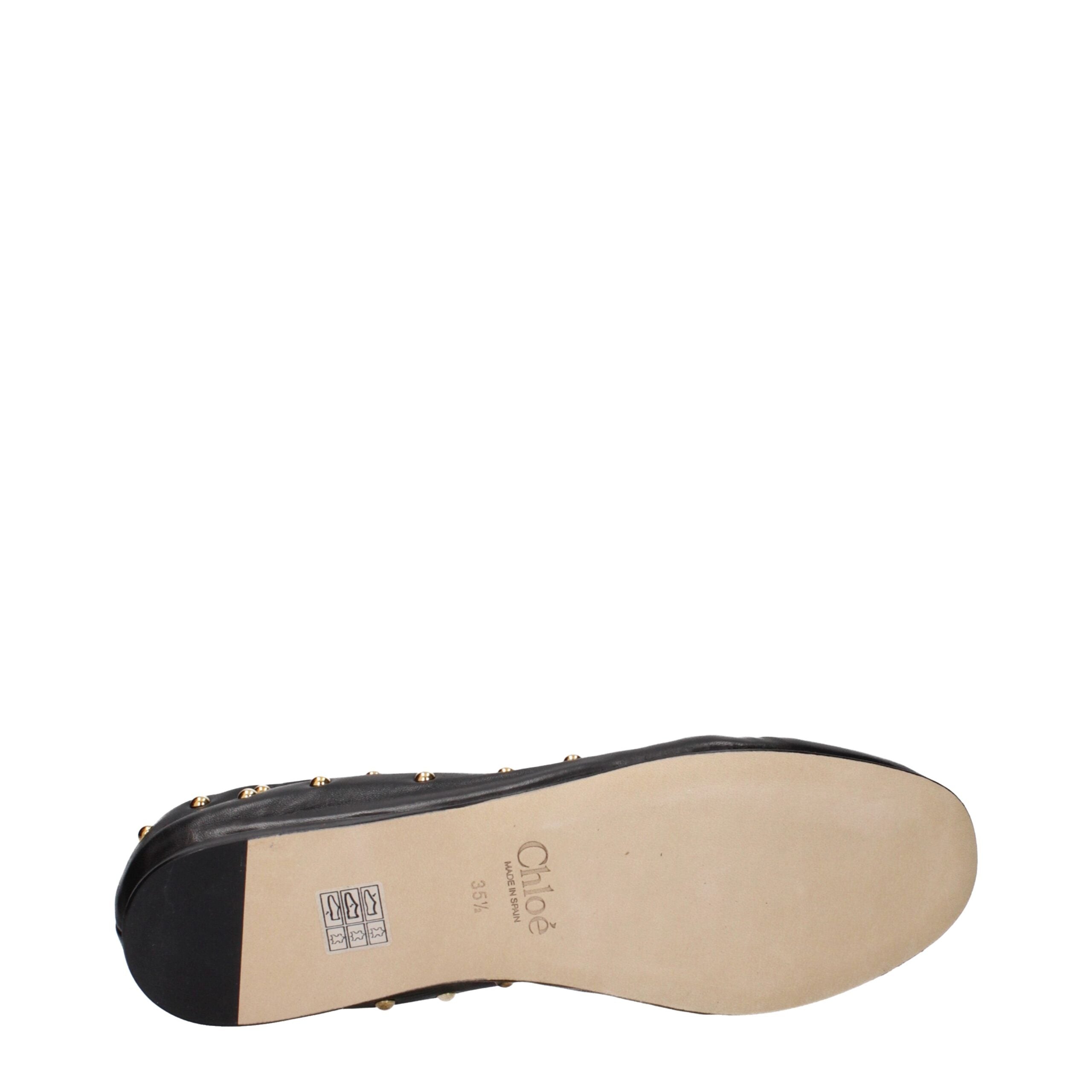 Chloé Black Leather Ballet Flats - Artisanal Elegance in Luxury