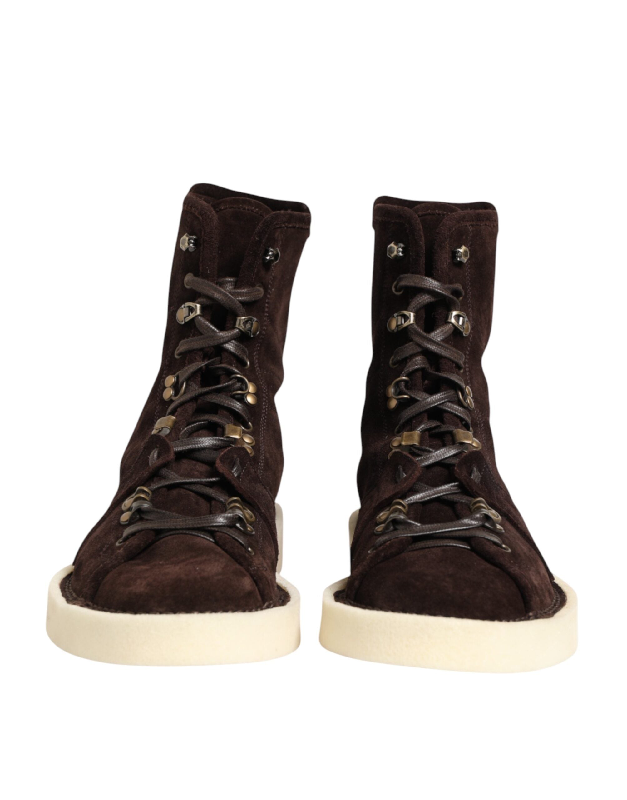 Dolce & Gabbana Brown Suede Lace Up Ankle Short Boots Shoes