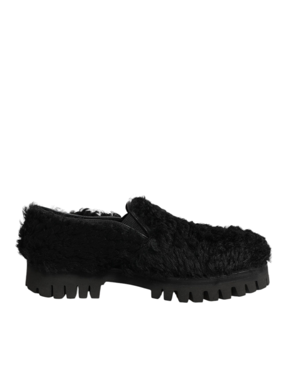 Dolce & Gabbana Black Fur Leather Slippers - Timeless Luxury