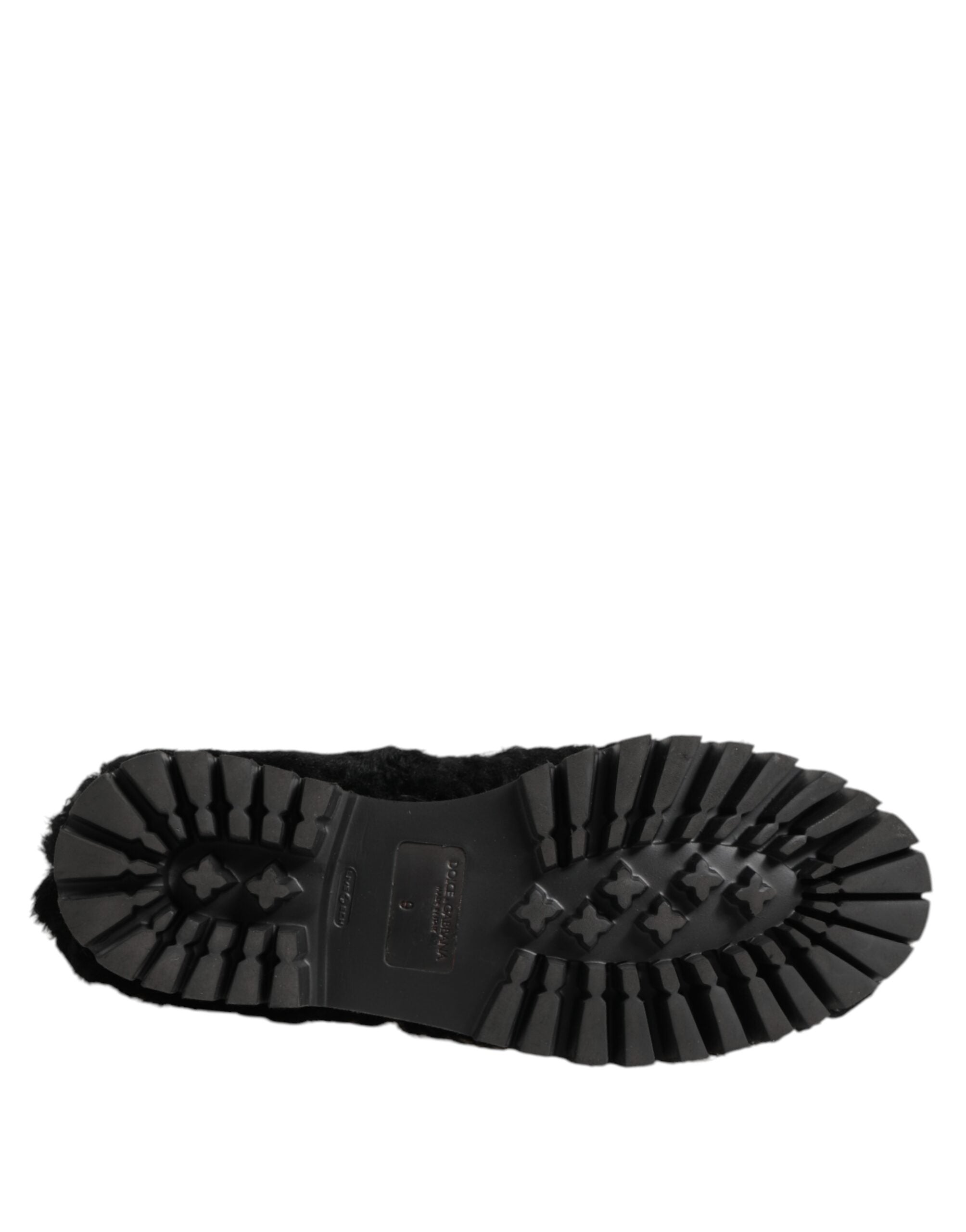 Dolce & Gabbana Black Fur Leather Slippers - Timeless Luxury