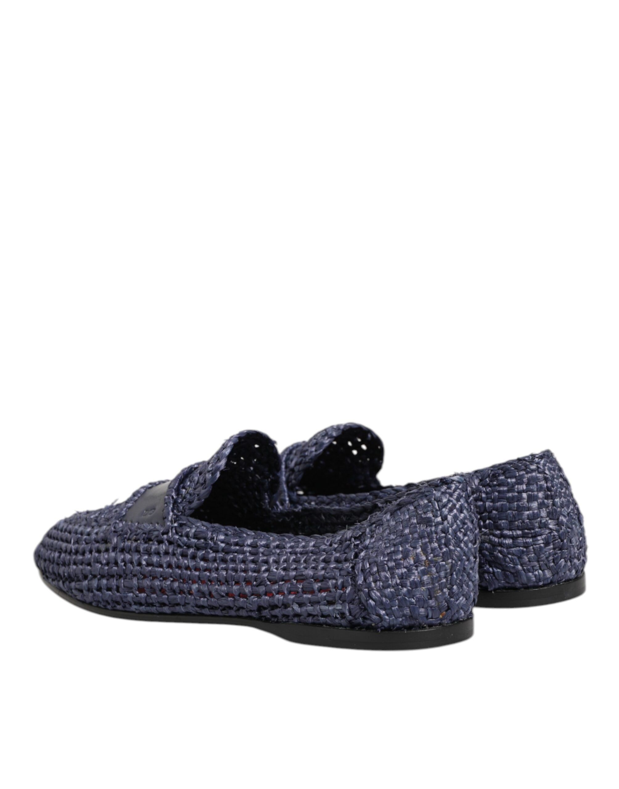 Dolce & Gabbana Blue Woven Leather Slip On Loafers Men Shoes