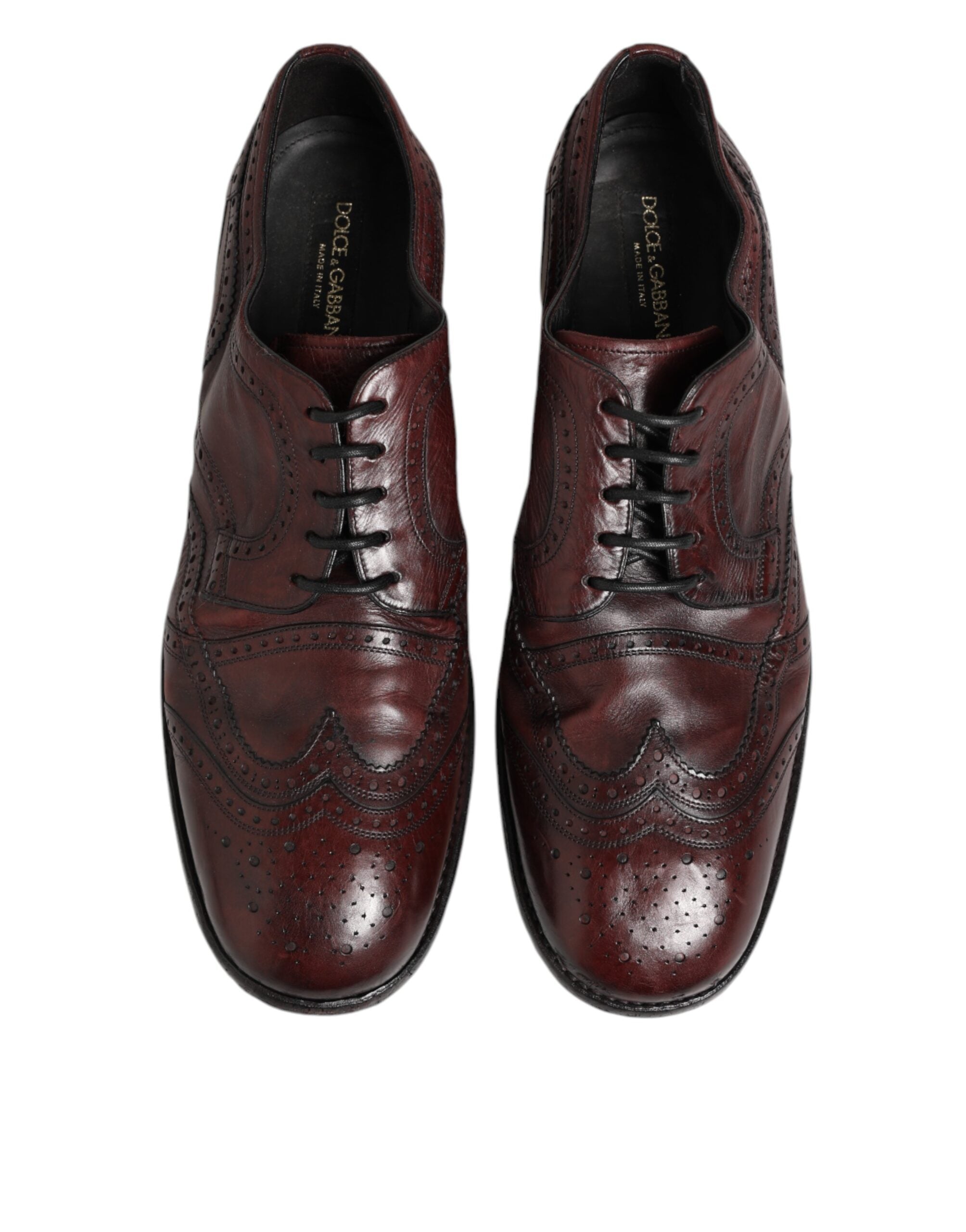 Dolce & Gabbana Bordeaux Leather Lace Up Dress Derby Shoes