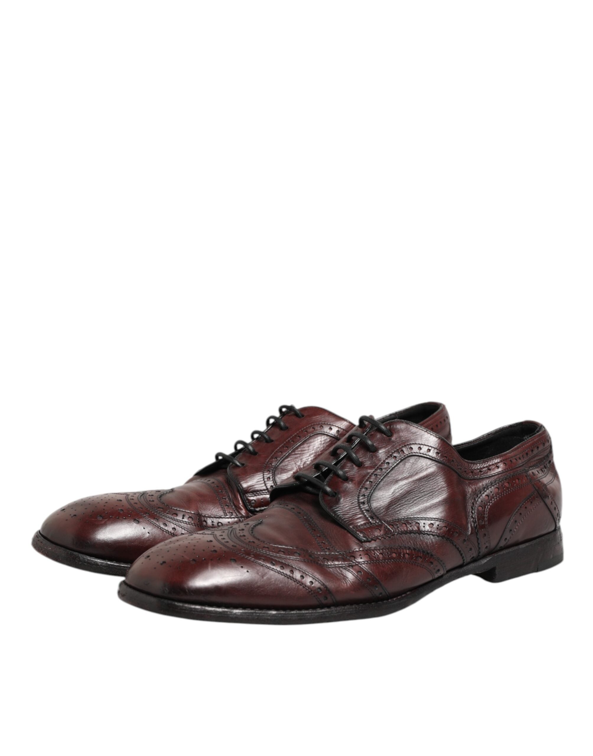 Dolce & Gabbana Bordeaux Leather Lace Up Dress Derby Shoes