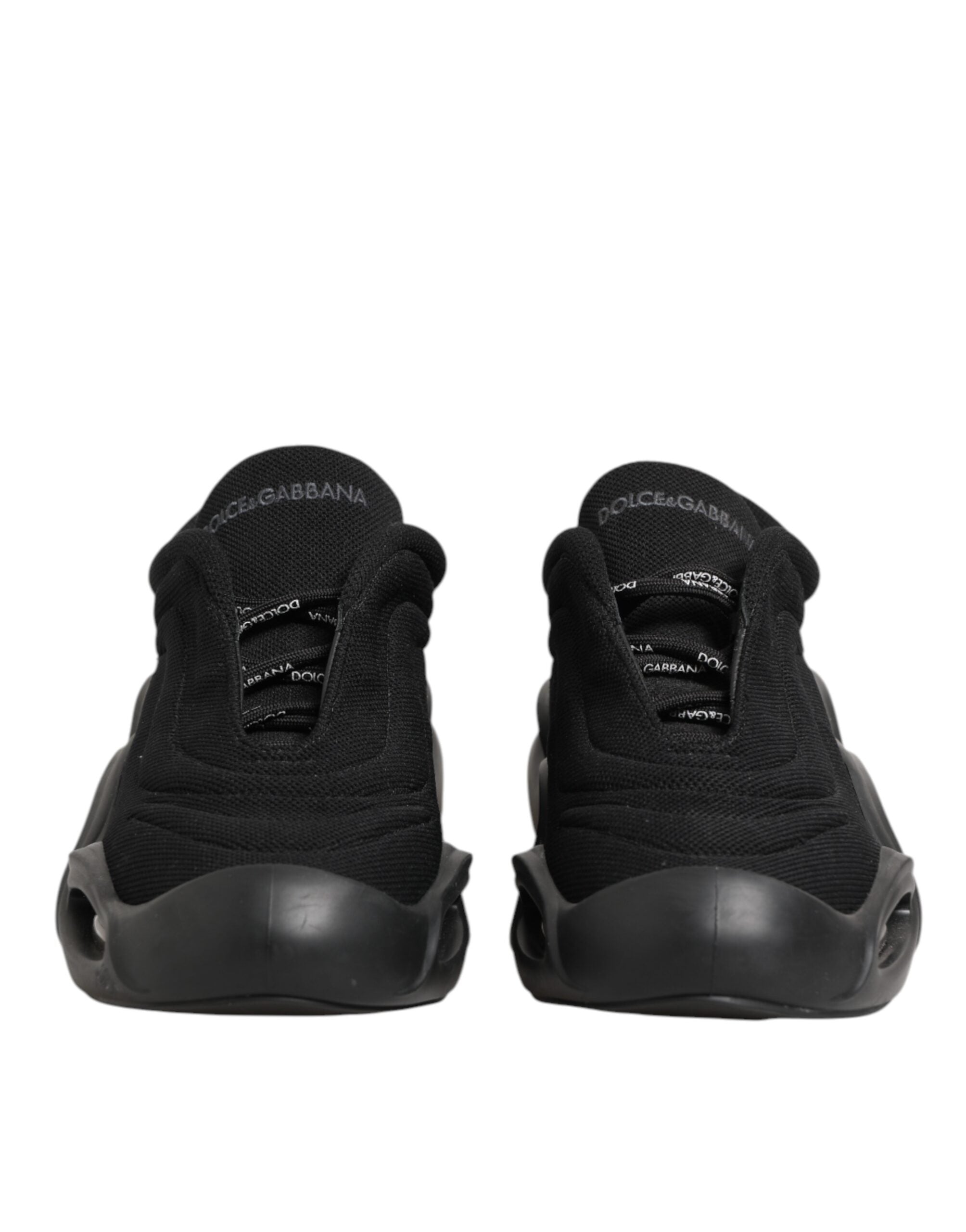 Dolce & Gabbana Black Lace Up Wave Low Top Sneakers - Artisanal Elegance