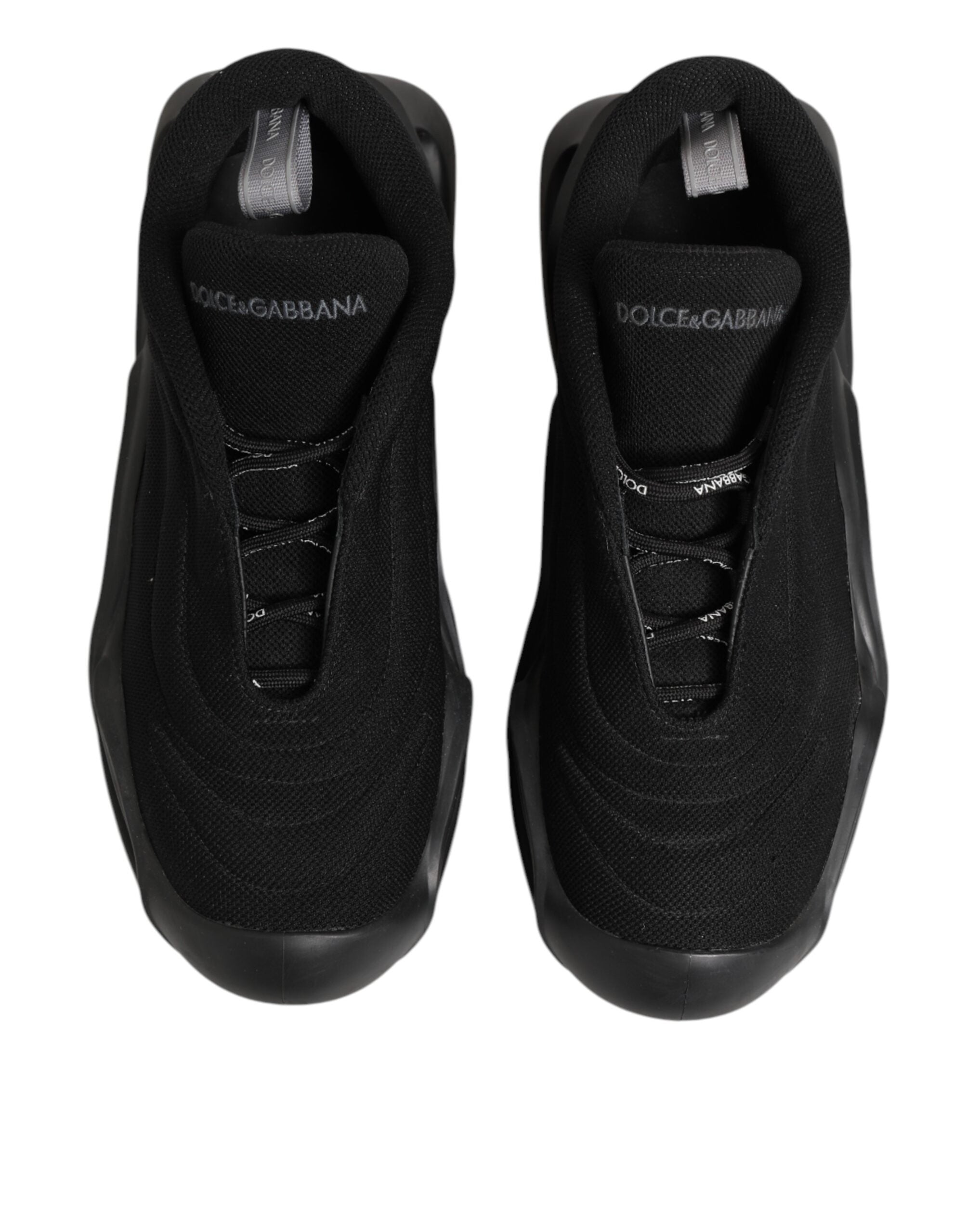 Dolce & Gabbana Black Lace Up Wave Low Top Sneakers, Artisanal Luxury
