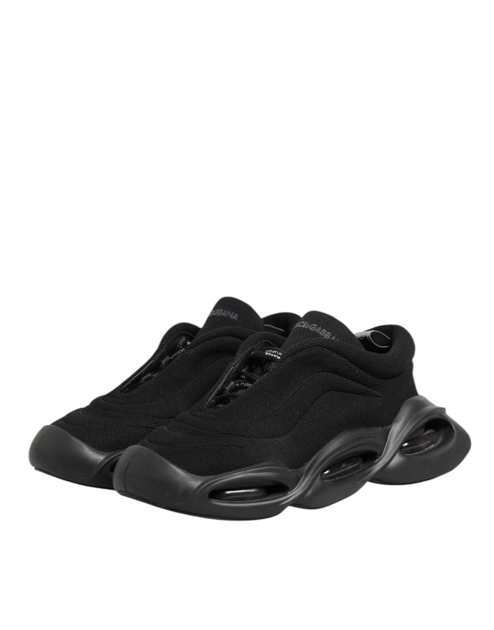 Dolce & Gabbana Black Lace Up Wave Low Top Sneakers, Artisanal Luxury