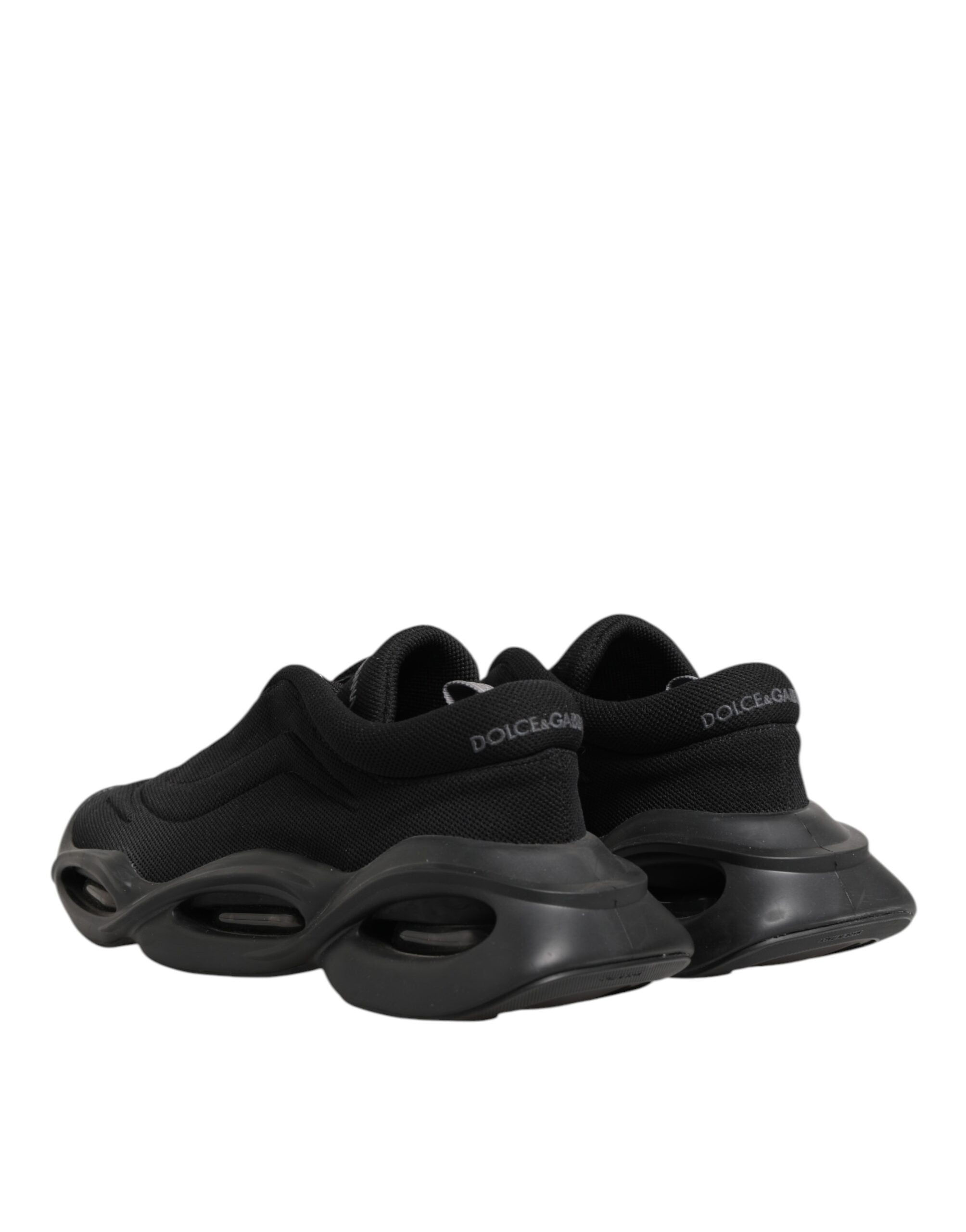Dolce & Gabbana Black Lace Up Wave Low Top Sneakers, Artisanal