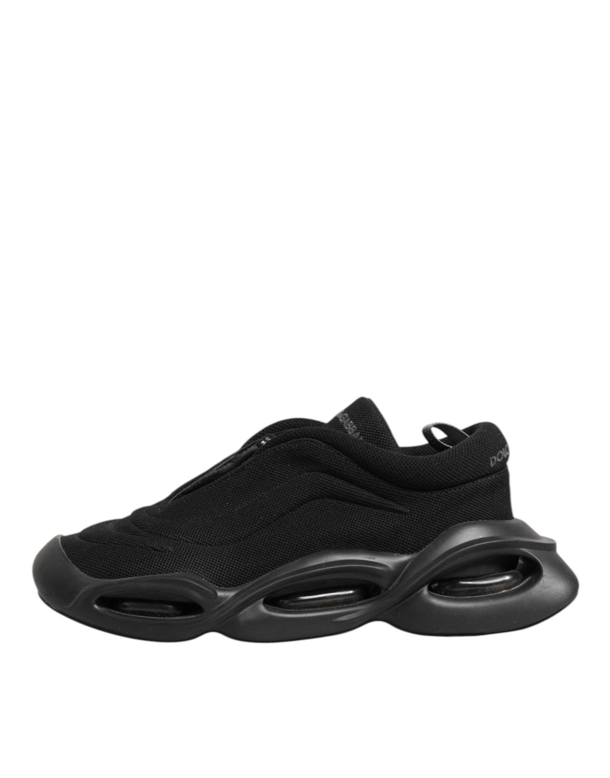 Dolce & Gabbana Black Lace Up Wave Low Top Sneakers - Artisanal Elegance