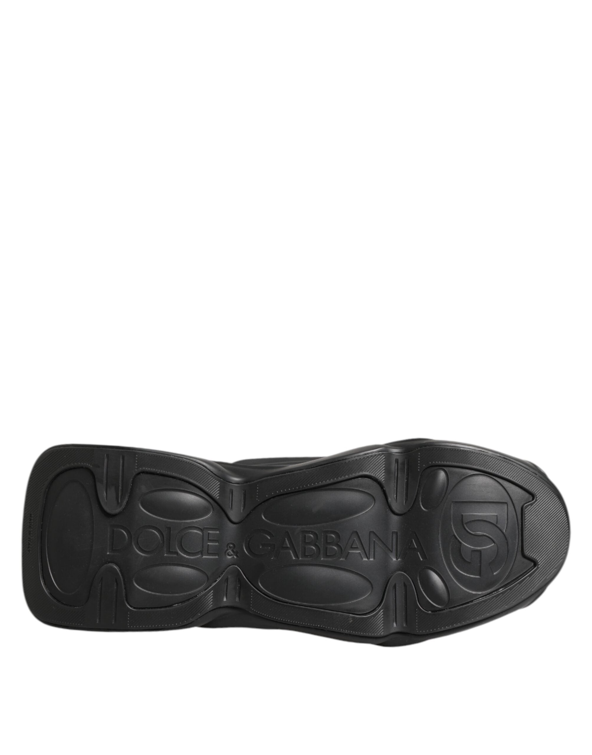 Dolce & Gabbana Black Lace Up Wave Low Top Sneakers, Artisanal
