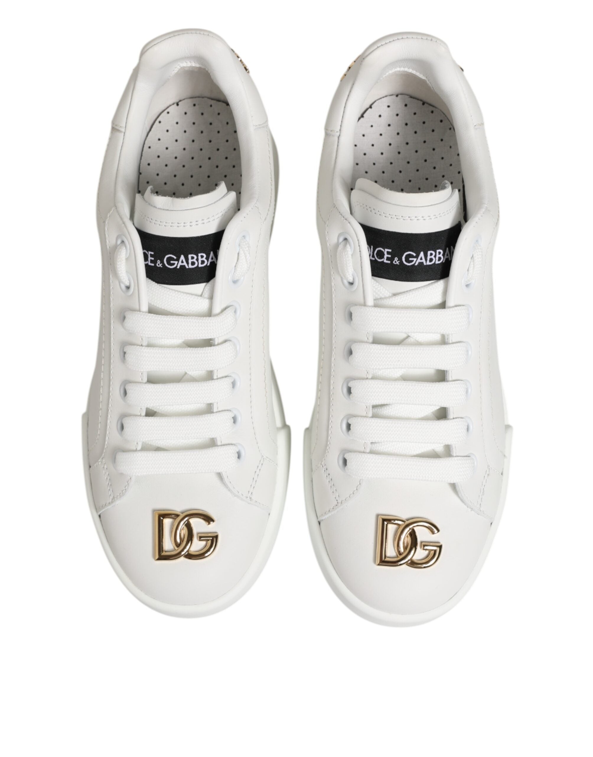 Dolce & Gabbana White DG Leather Low Top Sneakers Shoes