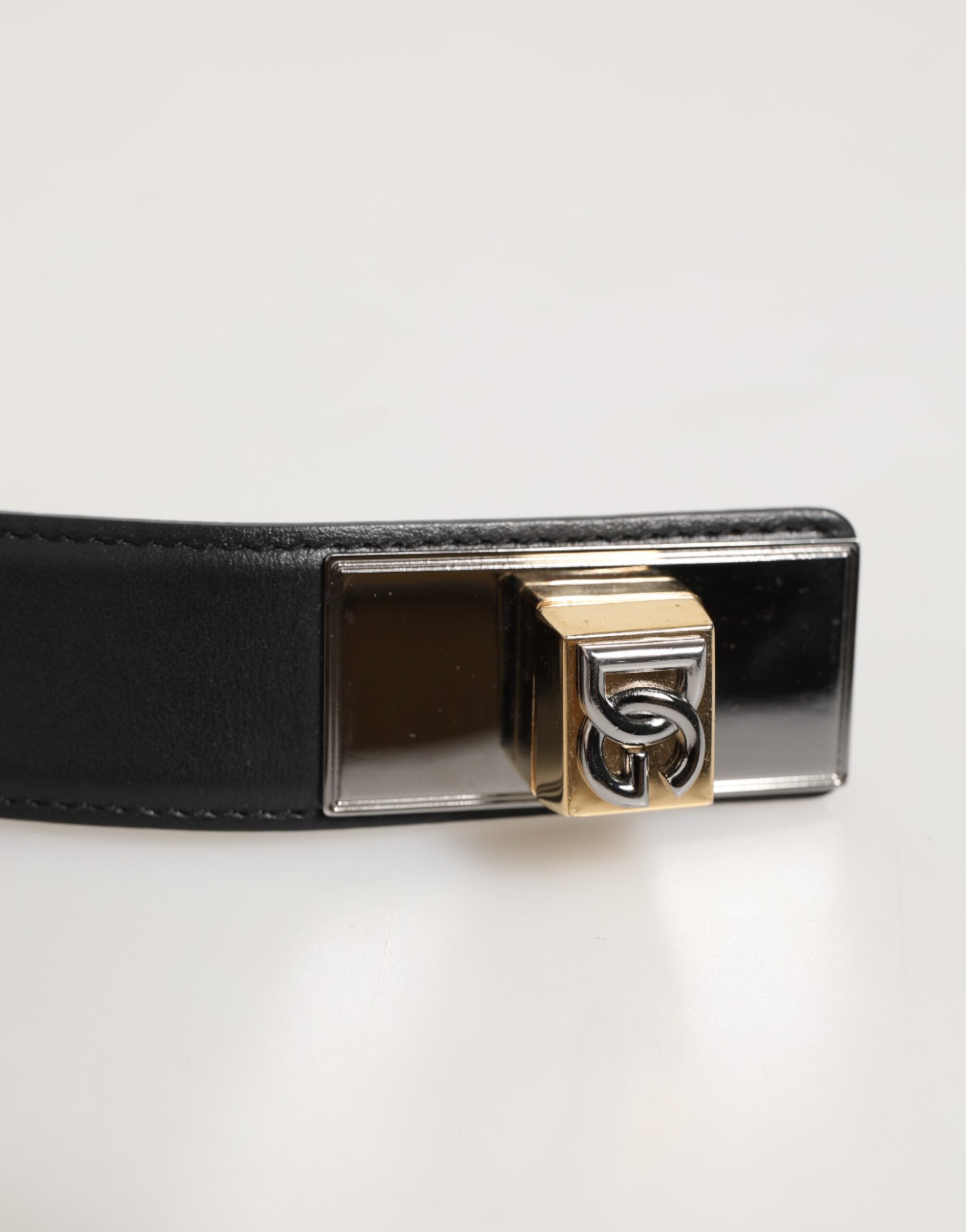 Dolce & Gabbana Black Leather Classic Metal Logo Buckle Belt