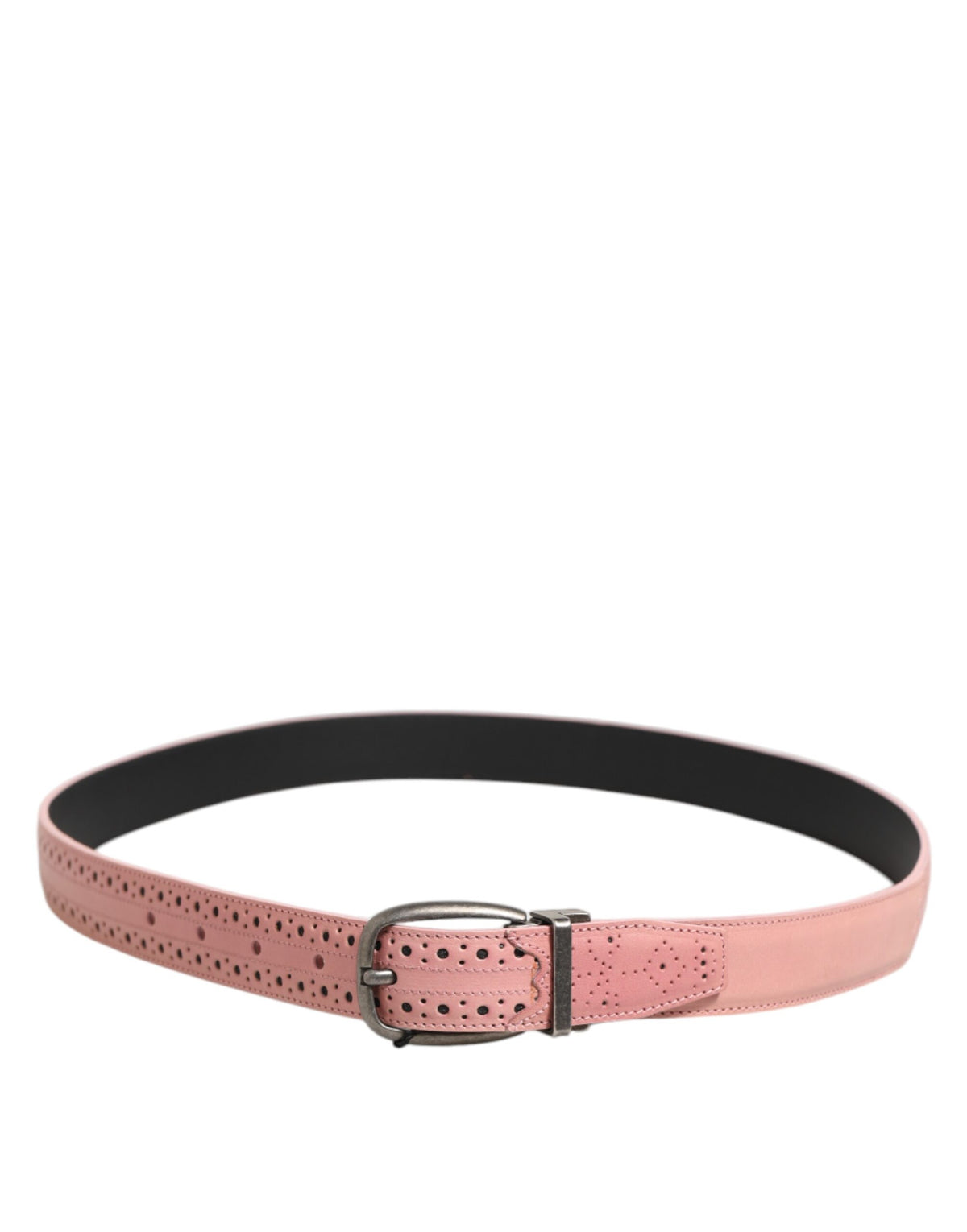 Elevate your style with the Dolce & Gabbana Pink Leather Perforated Detailing Buckle Belt, a luxurious blend of exquisite craftsmanship and modern elegance, perfect for the discerning individual.