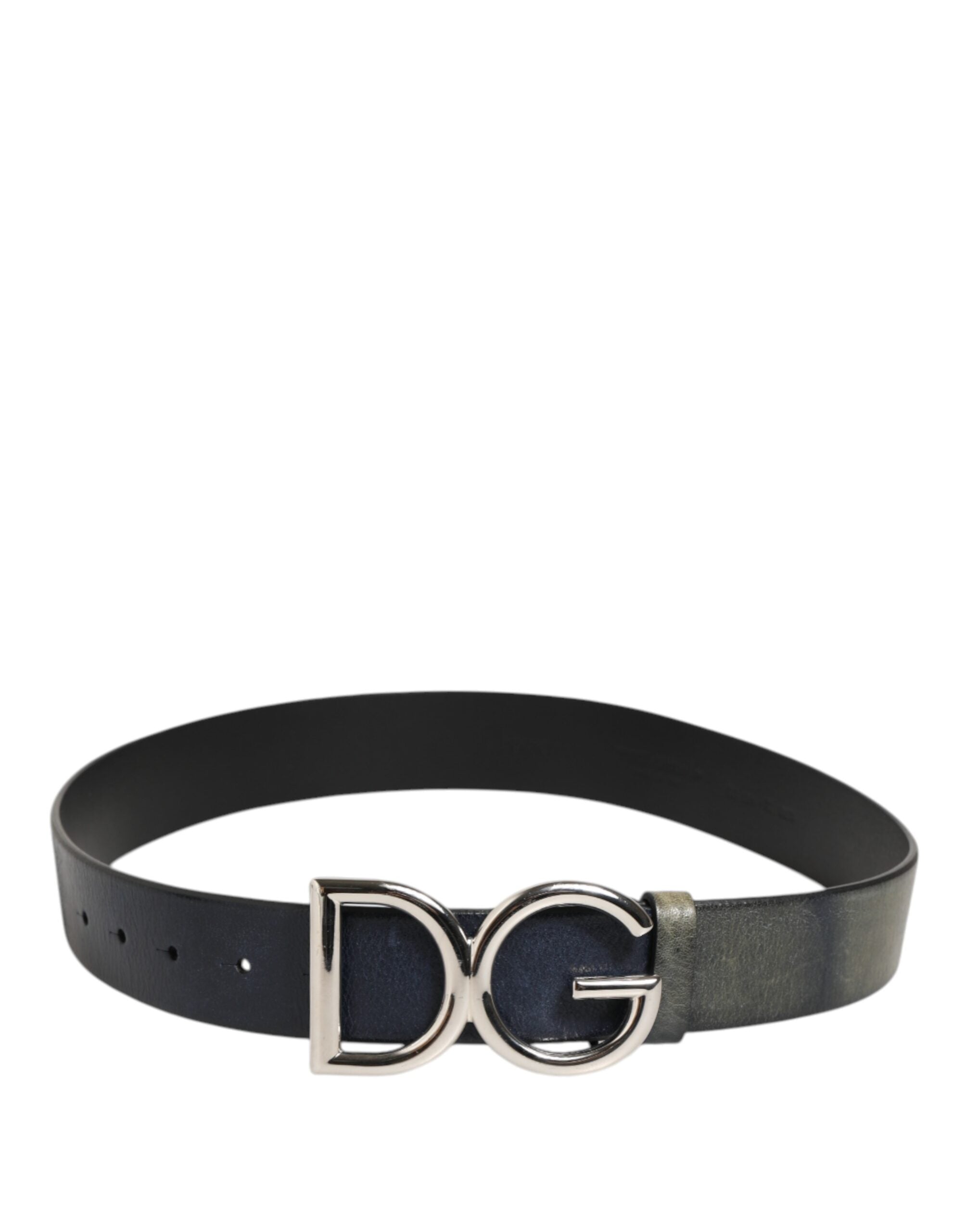 Dolce & Gabbana Black Classic Silver Metal DG Logo Buckle Belt