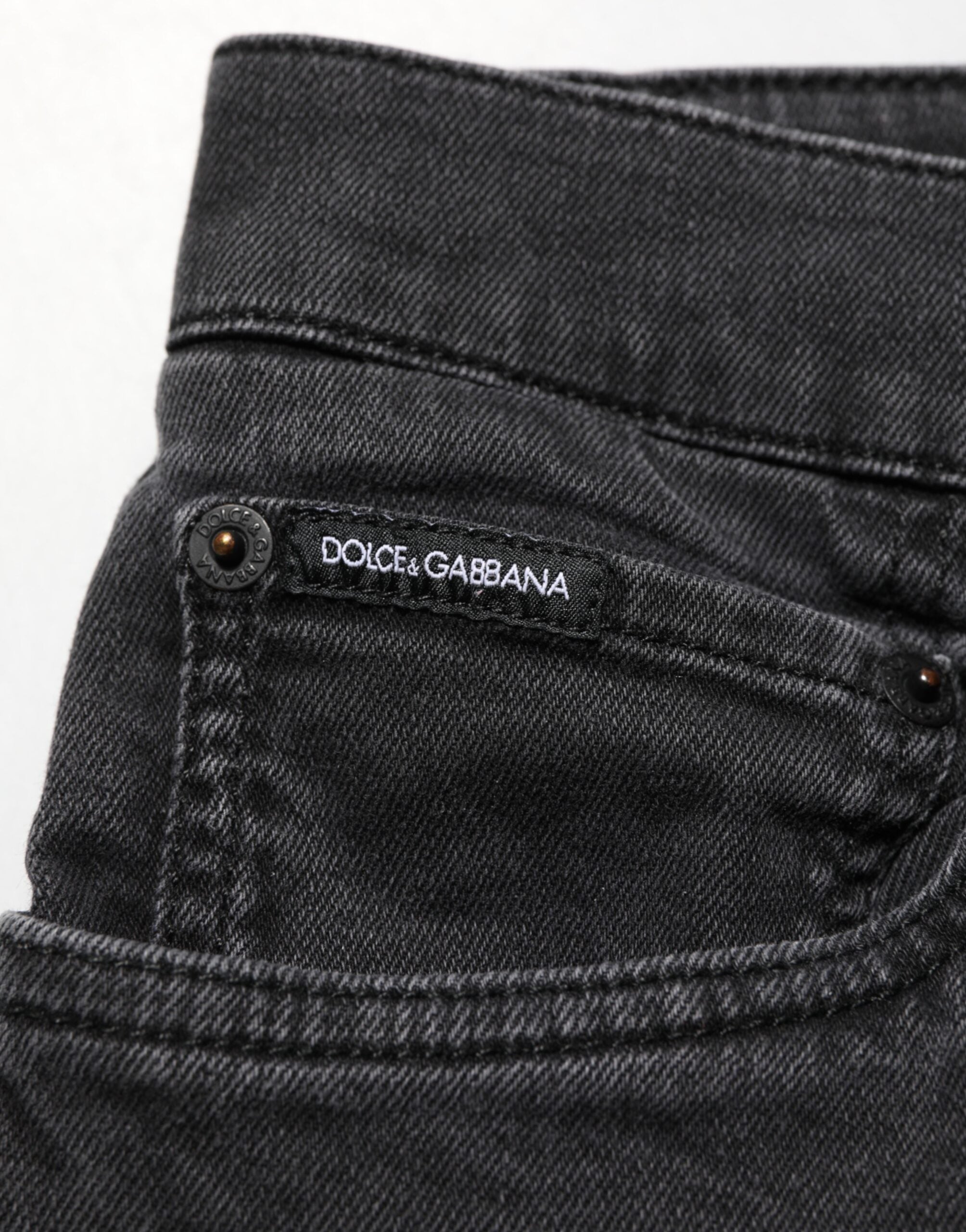 Dolce & Gabbana Dark Gray Cotton Stretch Denim Trouser Jeans