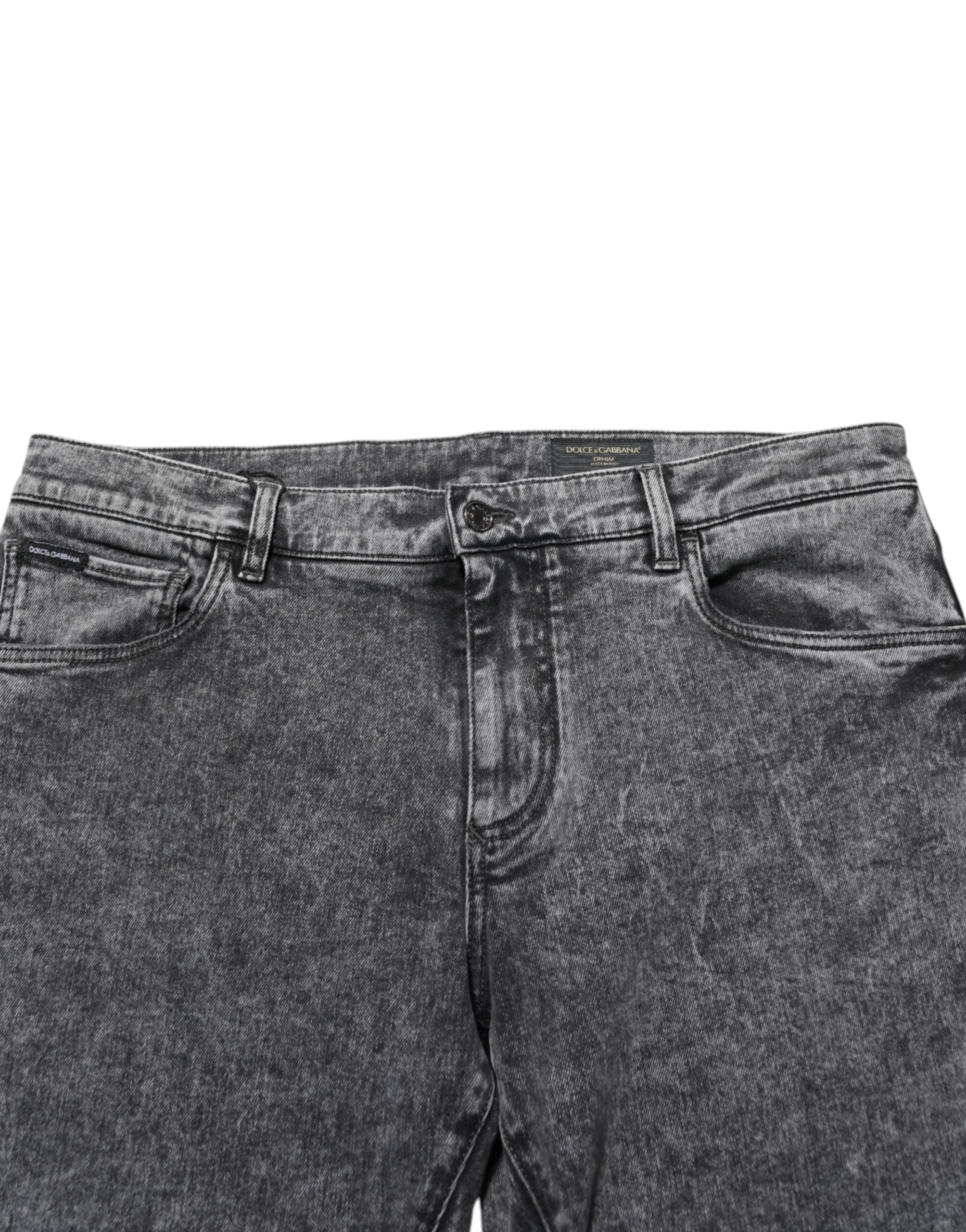 Dolce & Gabbana Gray Cotton Slim Fit Denim Trouser Jeans