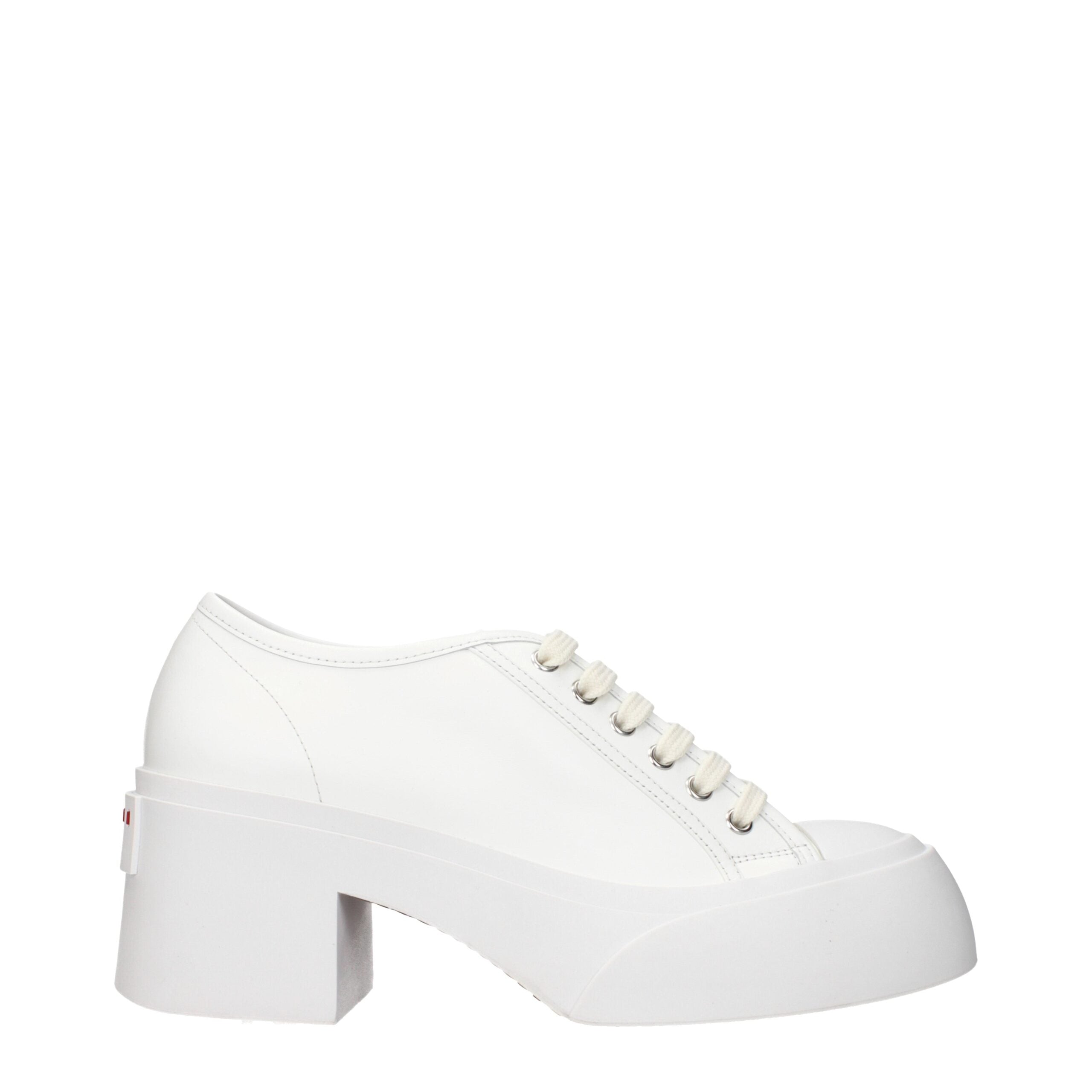 Elevate your style with Marni White Leather Platform Sneakers, where exquisite craftsmanship meets luxurious comfort, perfect for the discerning individual.