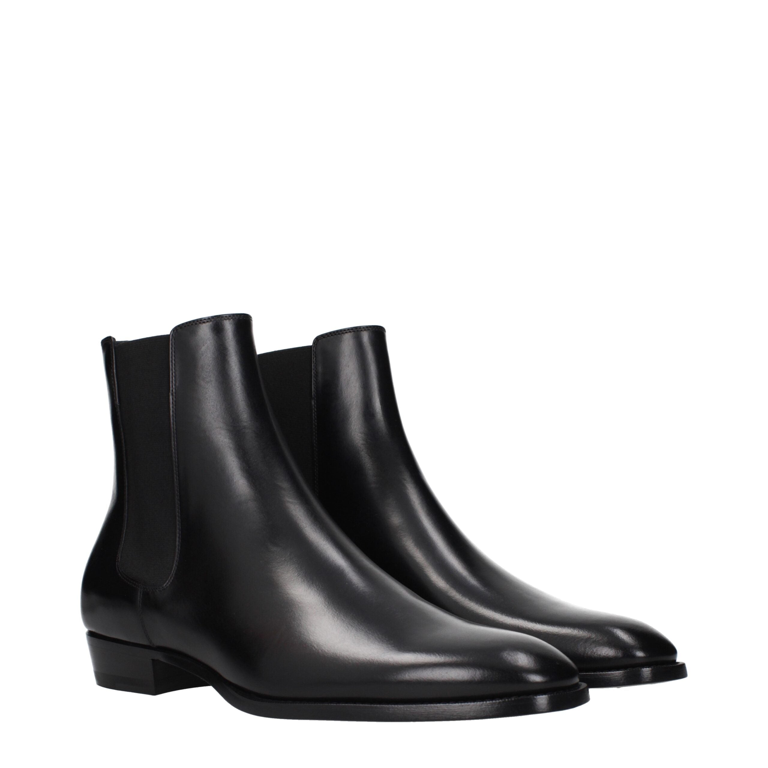 Celine Black Leather Ankle Boots - Artisanal Elegance