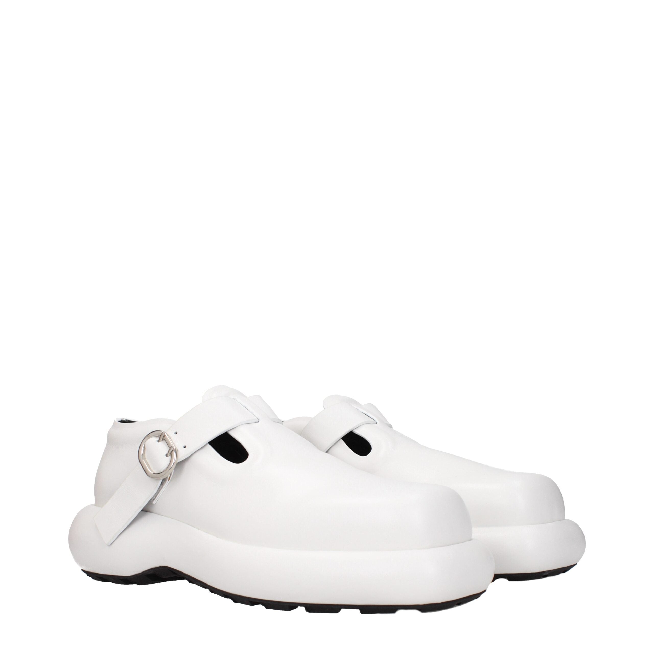Step into a realm of refined elegance with Jil Sander White Leather Slip-On Loafers, where meticulous craftsmanship meets timeless luxury for the discerning individual.