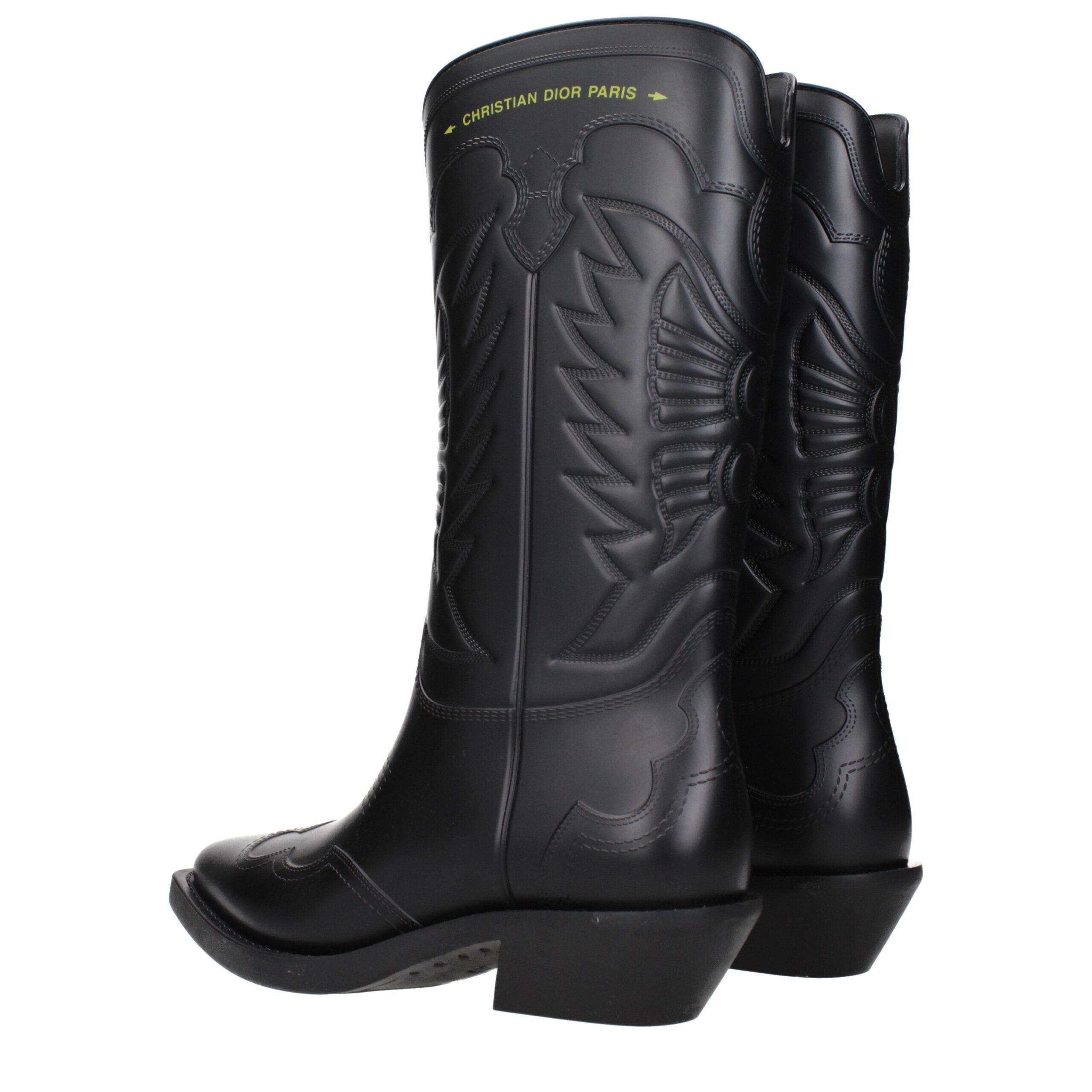 Christian Dior Black Cotton Boots – Artisanal Luxury Footwear