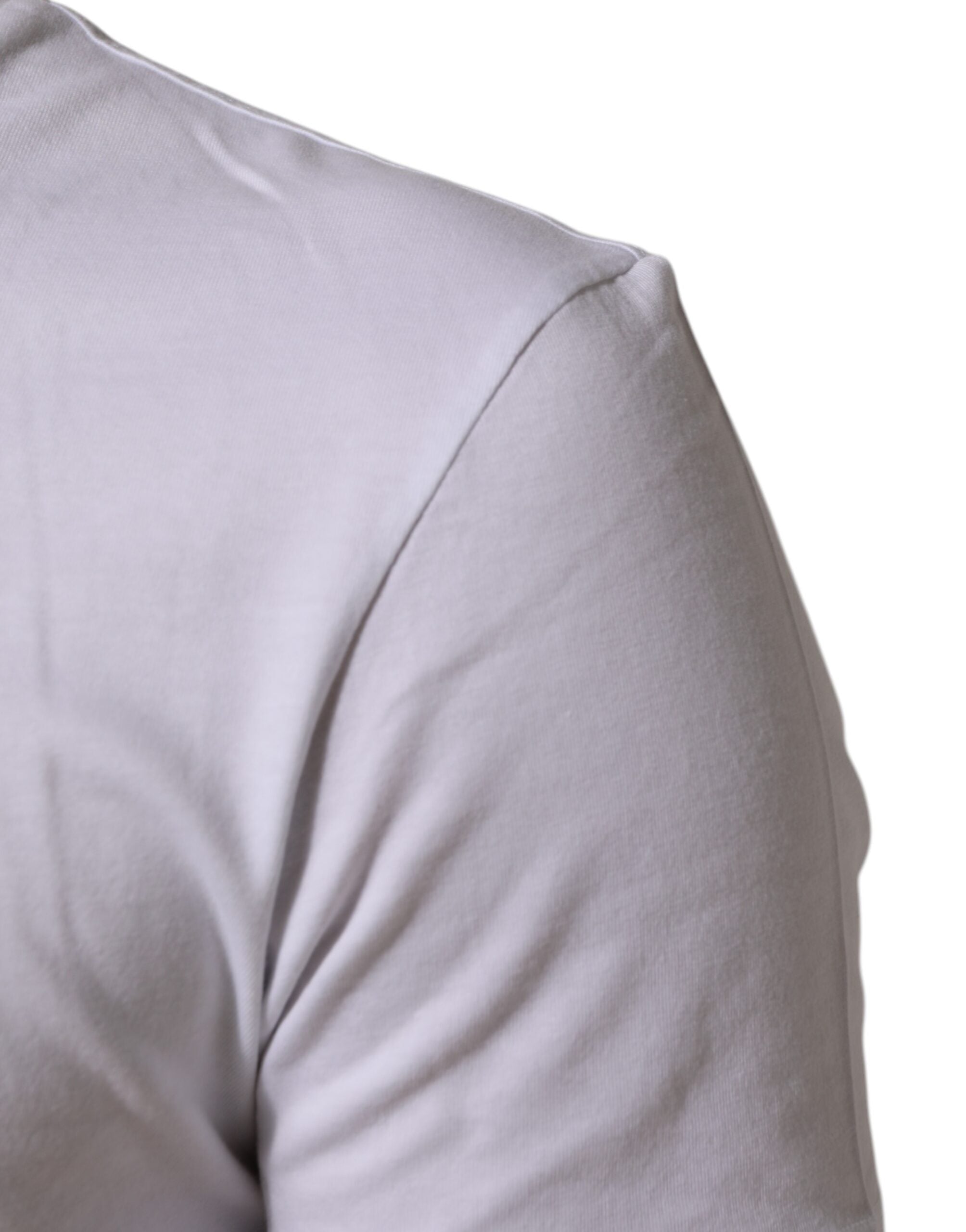 Dolce & Gabbana White Cotton Logo Print Crew Neck Men T-shirt