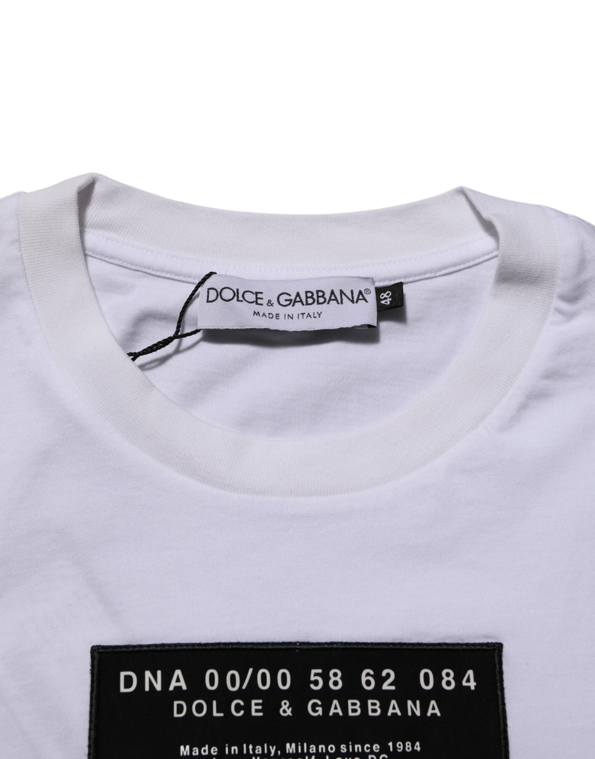 Dolce & Gabbana White Cotton Logo Print Crew Neck T-Shirt