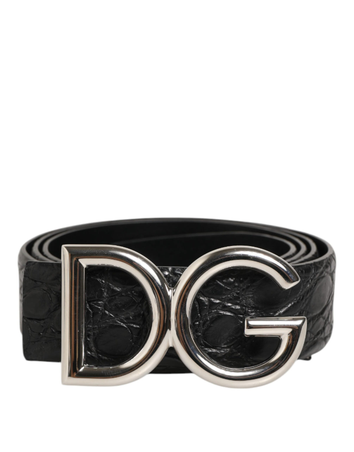 Elevate your style with the Dolce & Gabbana Black Exotic Leather DG Logo Buckle Belt, a masterpiece of Italian craftsmanship that embodies luxury and sophistication.