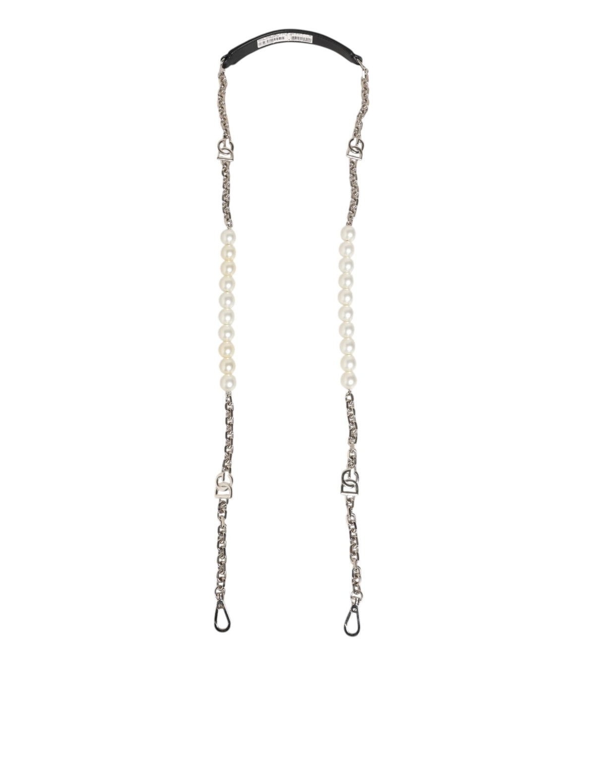 Elevate your style with the Dolce & Gabbana Black Leather Pearl Chain Bag Accessory Shoulder Strap, a luxurious blend of exquisite craftsmanship and timeless elegance.
