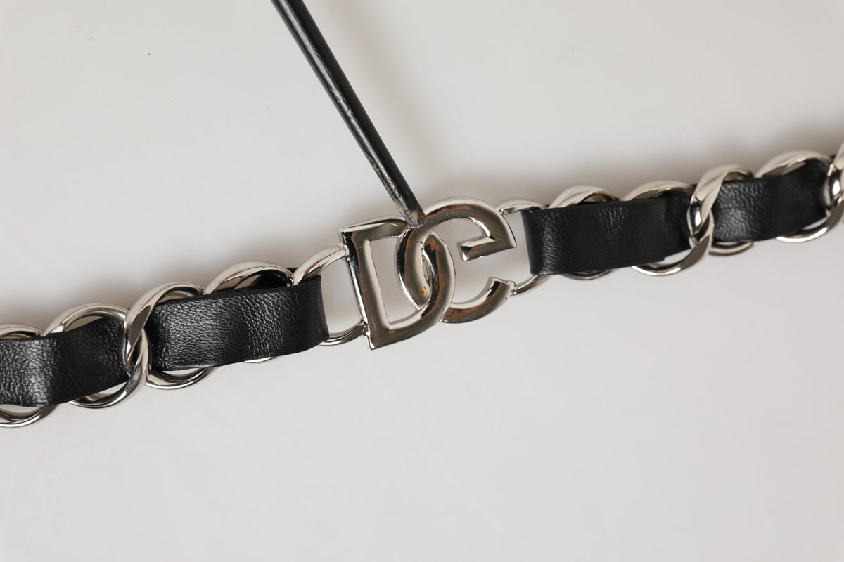 Indulge in the exquisite Dolce & Gabbana Black Leather Silver Chain Bag Accessory Shoulder Strap, a symbol of Italian craftsmanship that elevates any ensemble with luxurious allure.