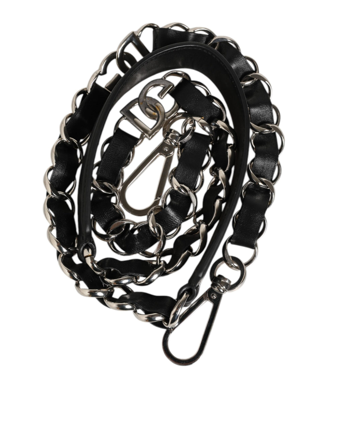 Elevate your style with the Dolce & Gabbana Black Leather Silver Chain Bag Accessory Shoulder Strap, a fusion of exquisite craftsmanship and timeless luxury, designed for the discerning individual.
