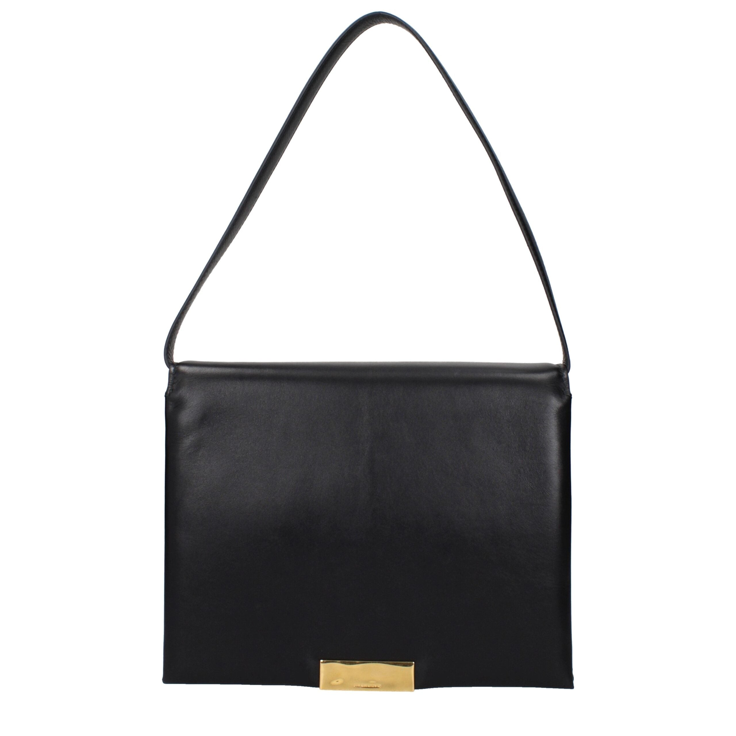 Indulge in the exquisite allure of the Jil Sander Black Leather Shoulder Bag, a testament to timeless craftsmanship and luxurious design, perfect for the discerning individual.