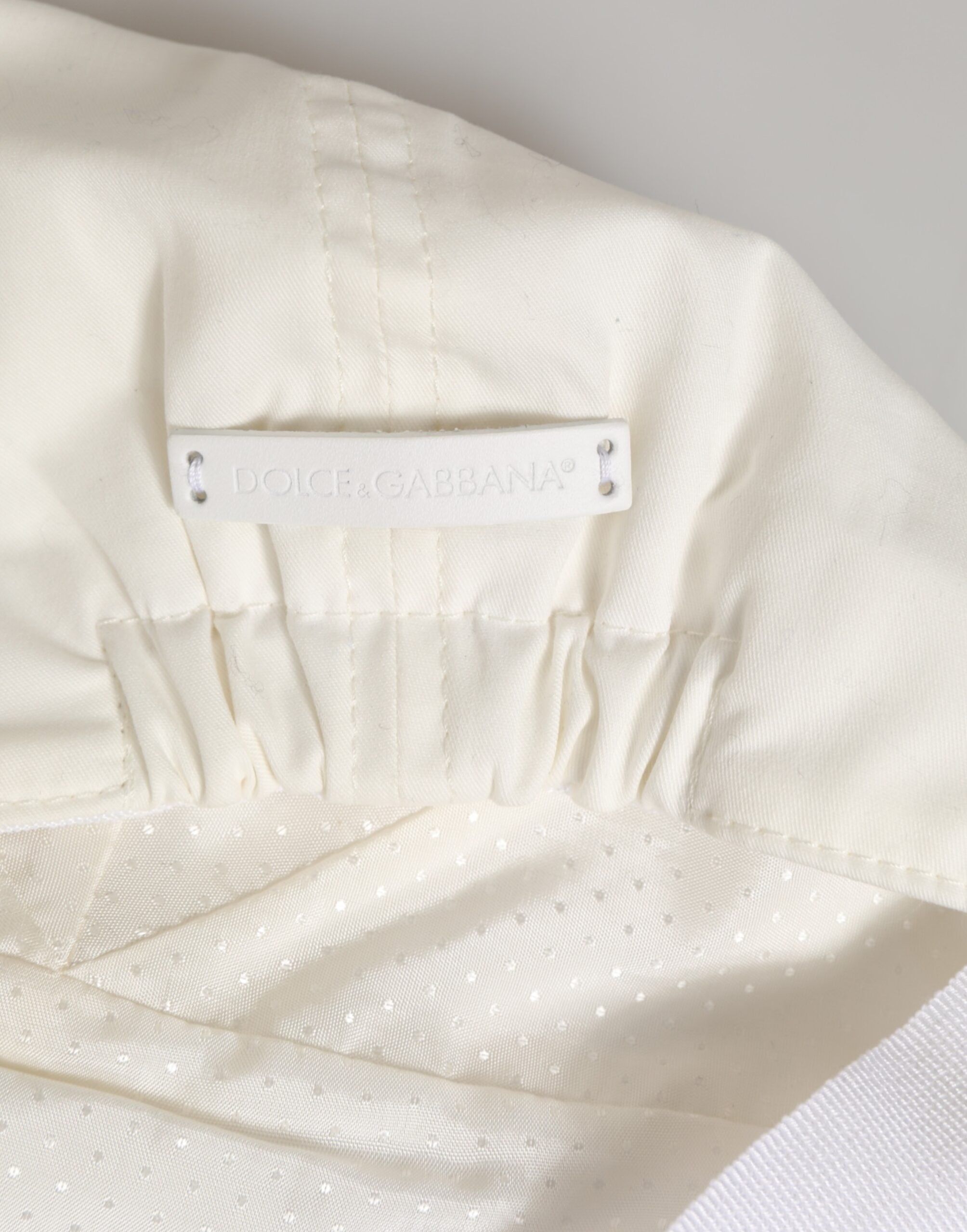 Dolce & Gabbana White Cotton Blend Leather Trim Flat Men Cap Hat