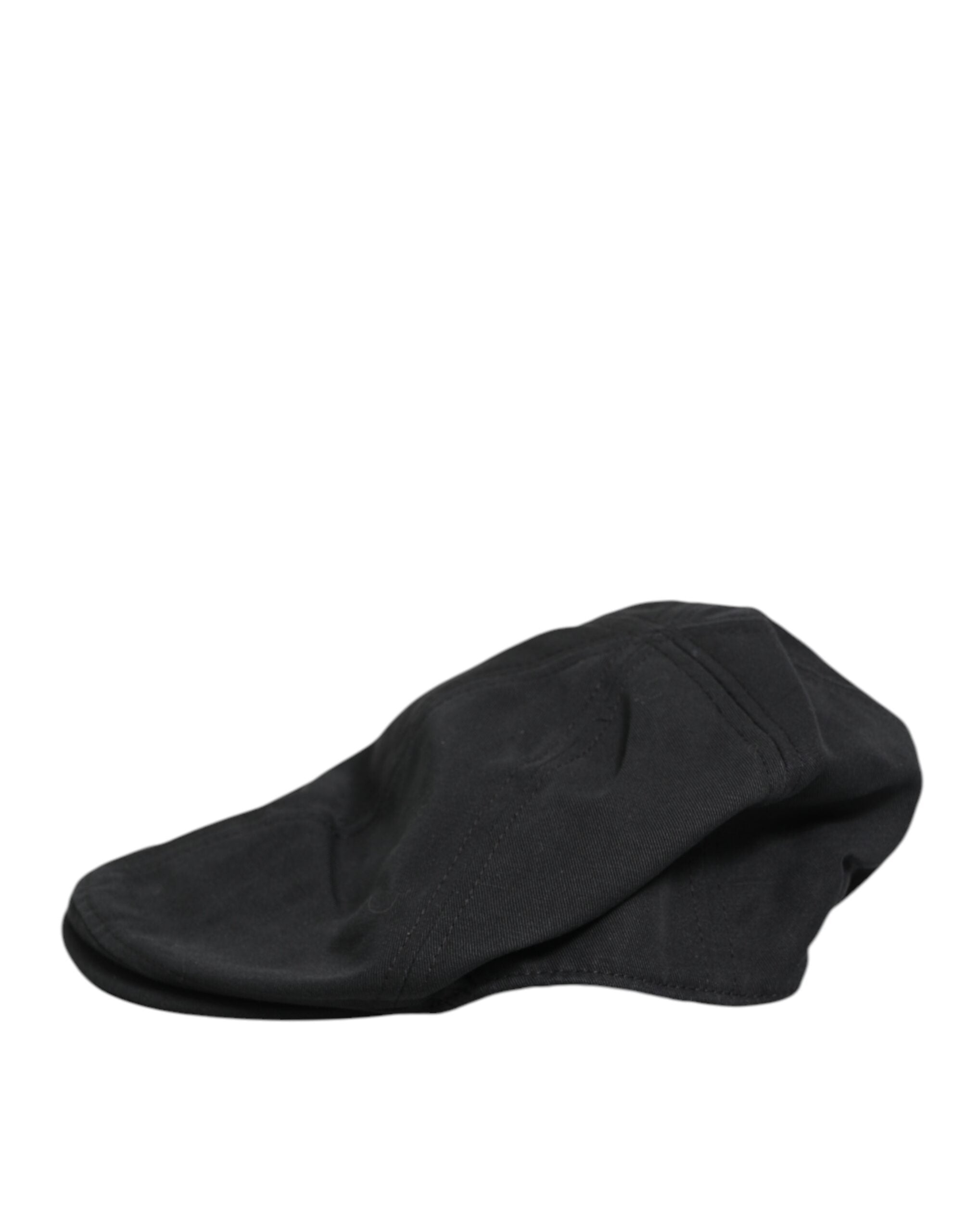 Dolce & Gabbana Black Cotton Blend Newsboy Men Cloth Cap Hat