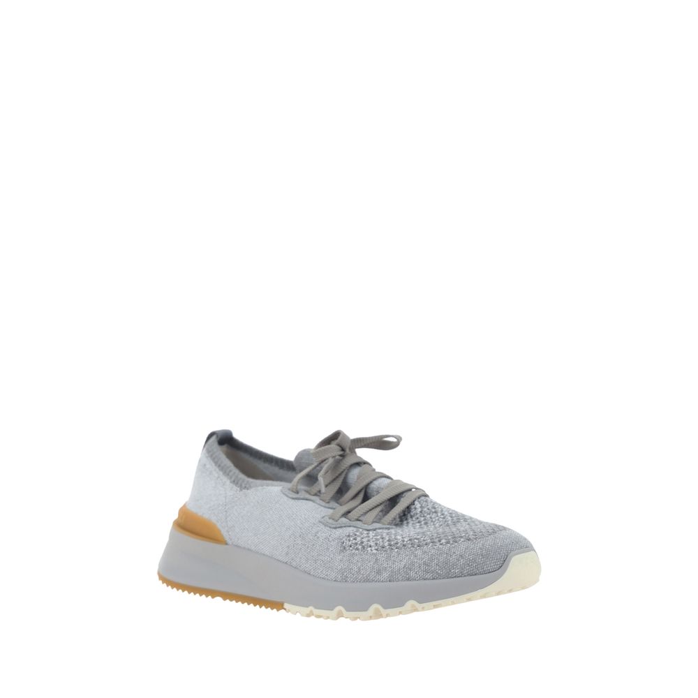 Brunello Cucinelli Gray Cotton Athletic Sneakers - Luxurious Comfort